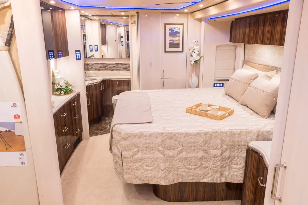 Interior galley kitchen of Marathon Coach 1262