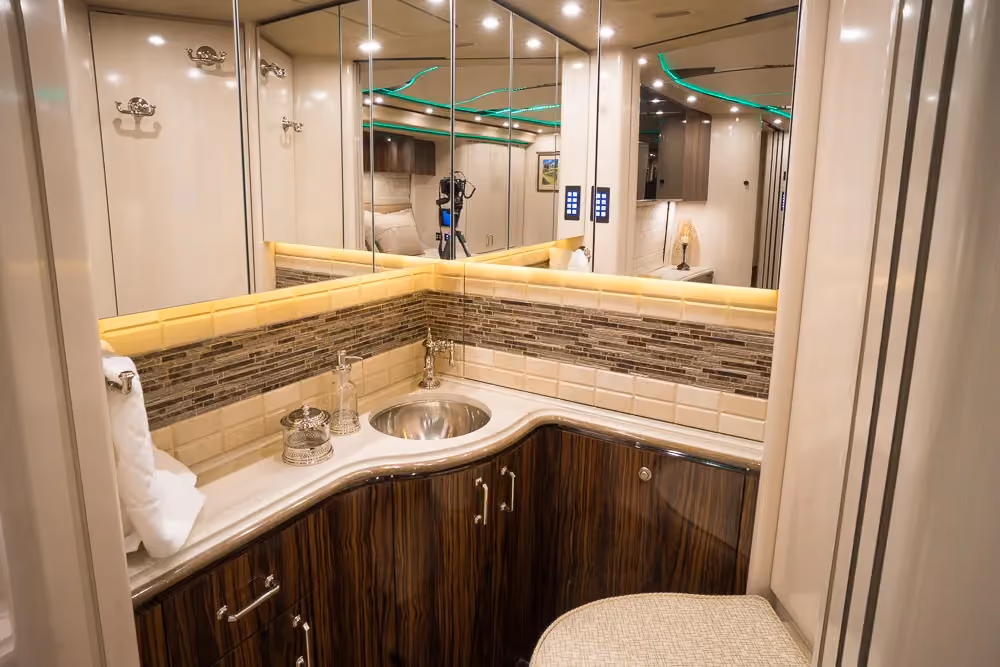 Interior shower area of Marathon Coach 1262
