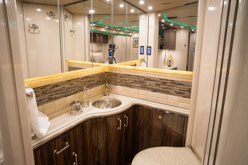 Interior shower area of Marathon Coach 1262