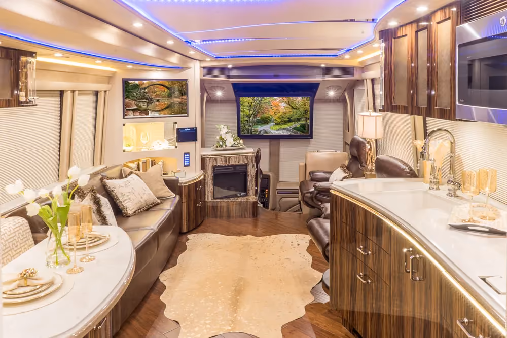 Interior bedroom cabinetry in Marathon Coach 1262