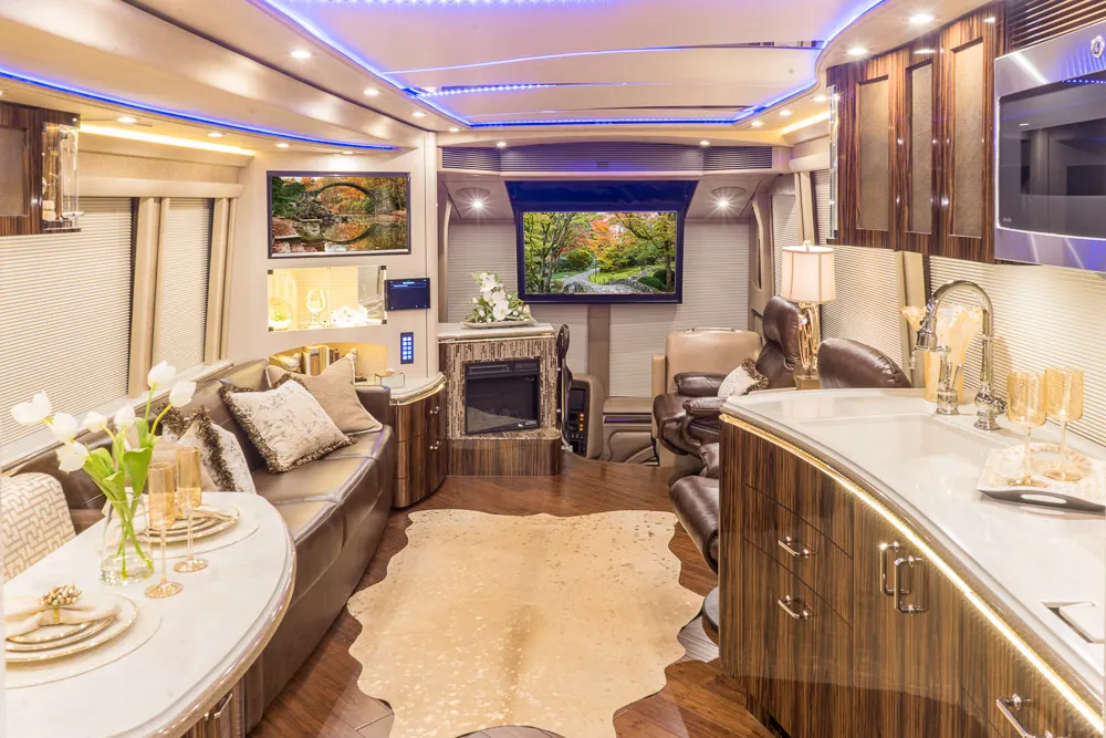Interior bedroom cabinetry in Marathon Coach 1262