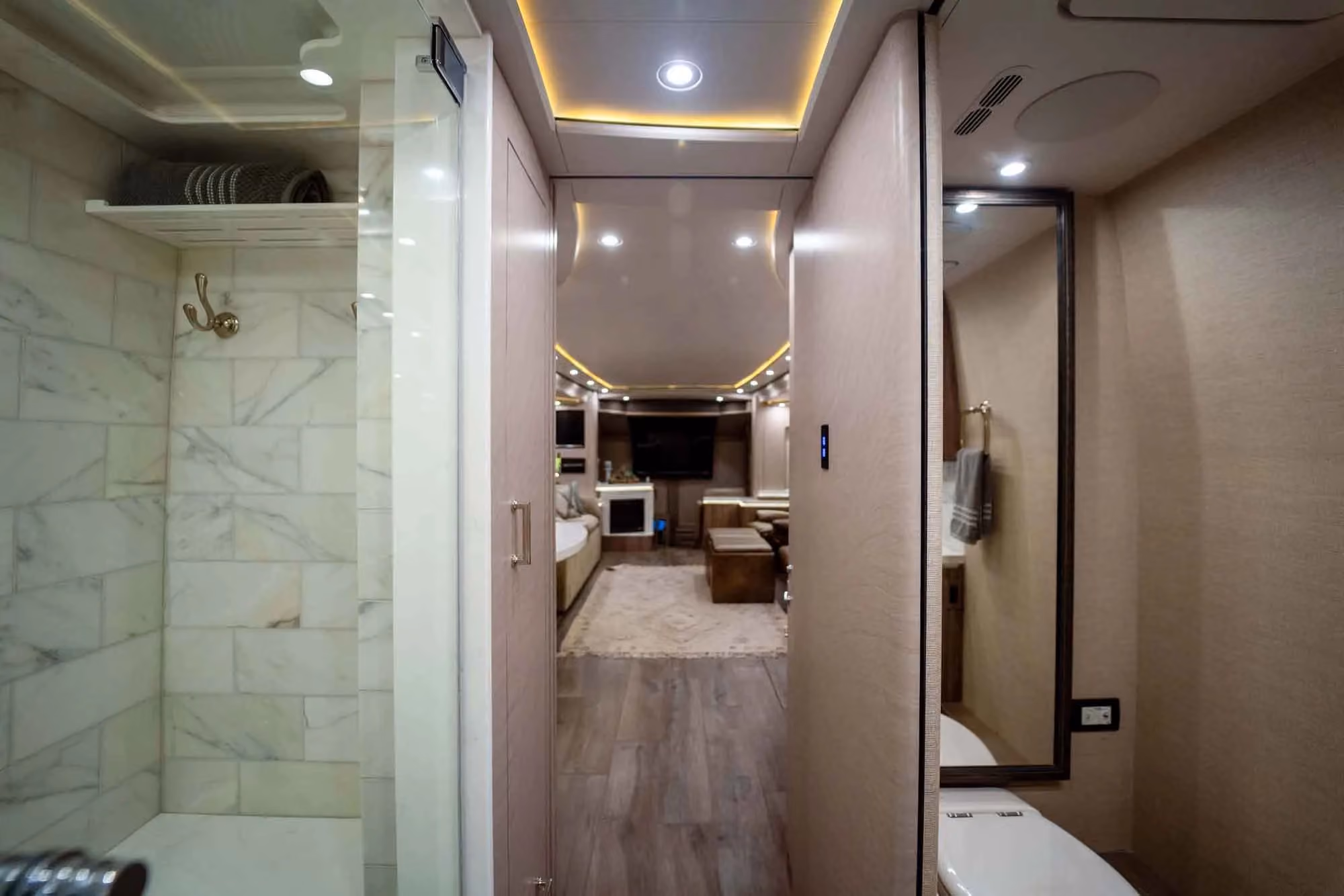 Interior hardware close-up in Marathon Coach 1287