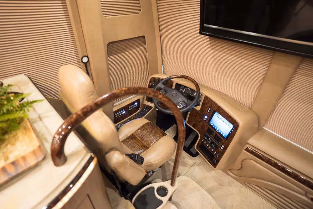 Interior bedroom cabinetry in Marathon Coach 1275