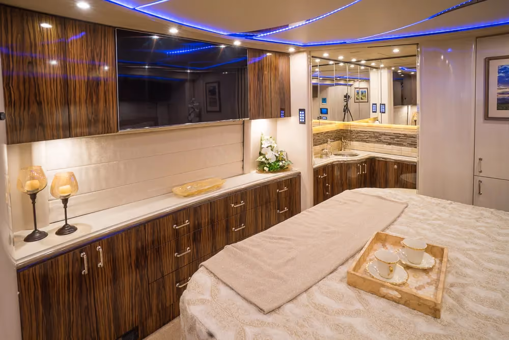 Interior bathroom area of Marathon Coach 1262