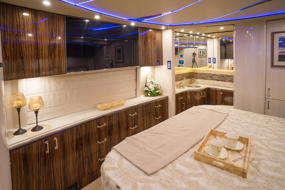 Interior bathroom area of Marathon Coach 1262