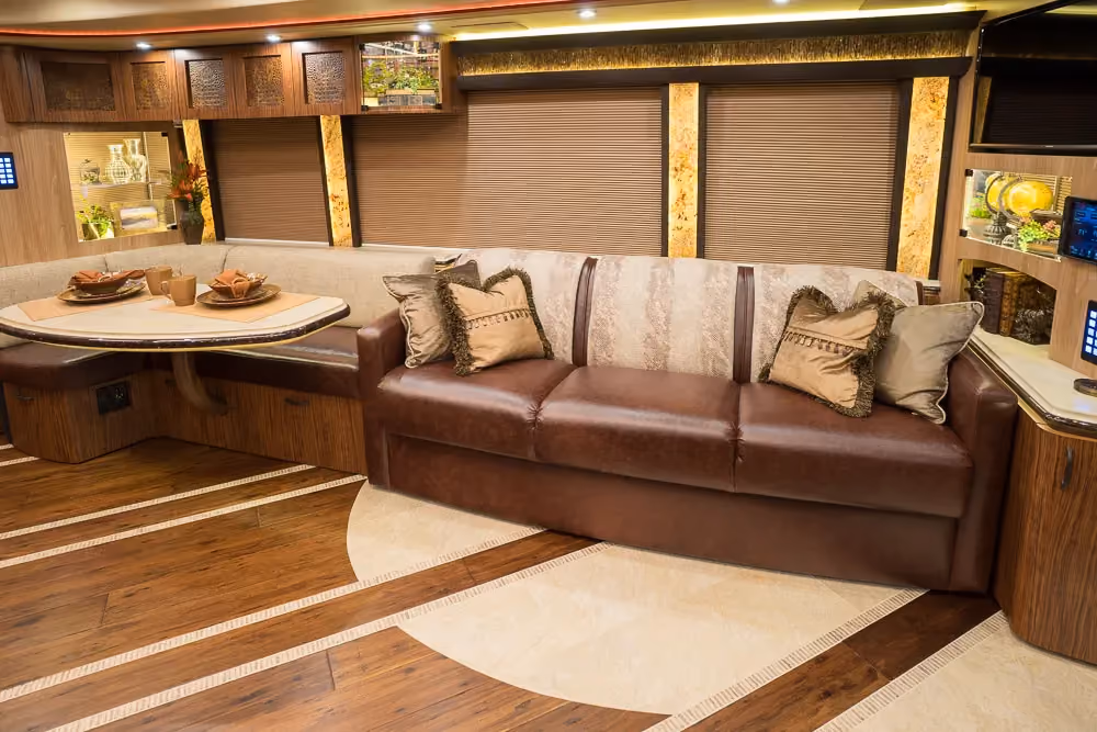 Interior living area of Marathon Coach 1275