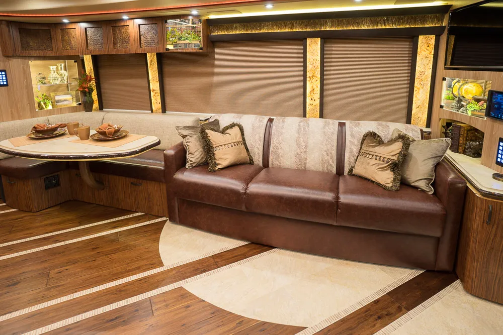 Interior living area of Marathon Coach 1275