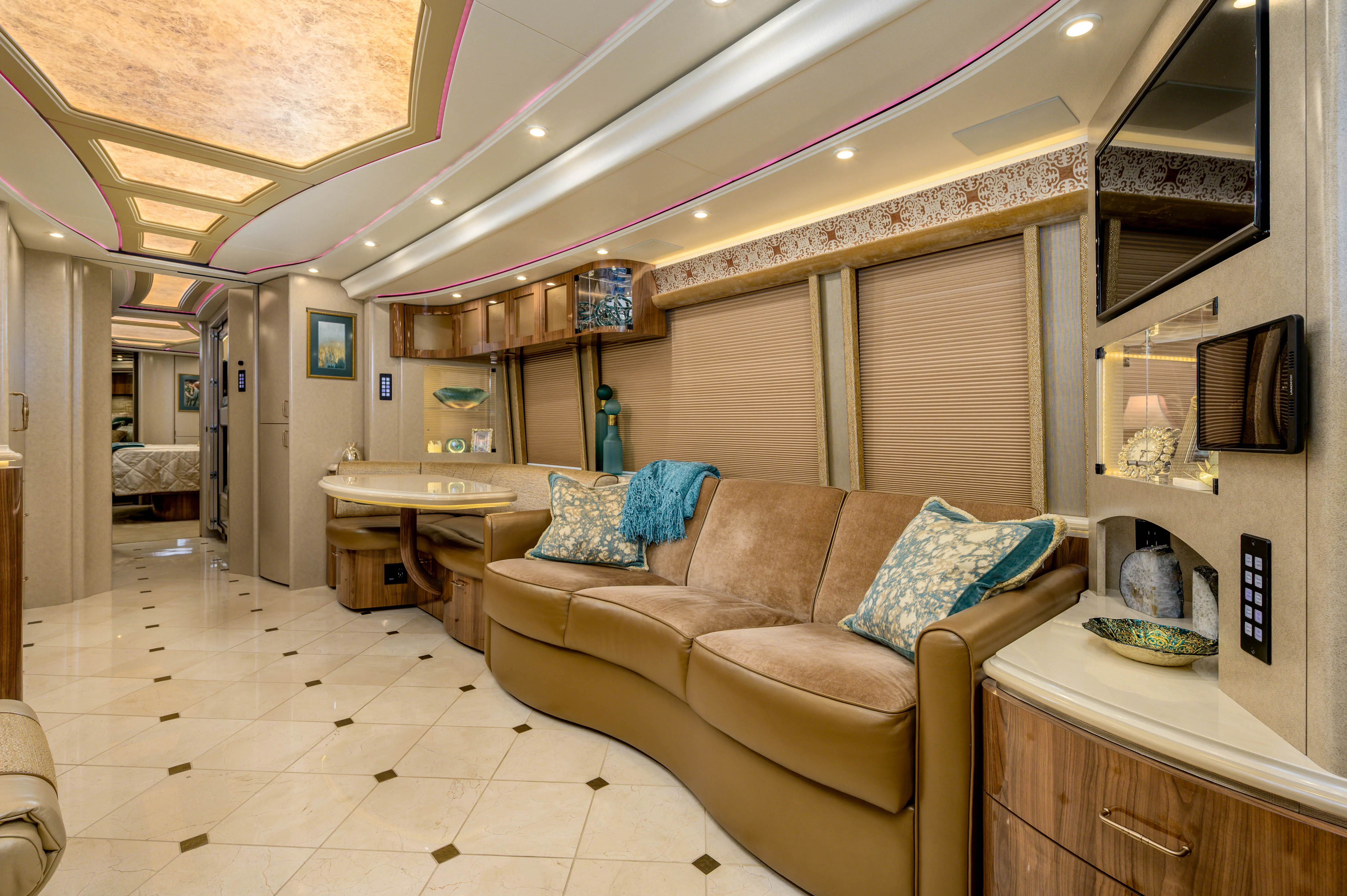 Interior living area of Marathon Coach 1288