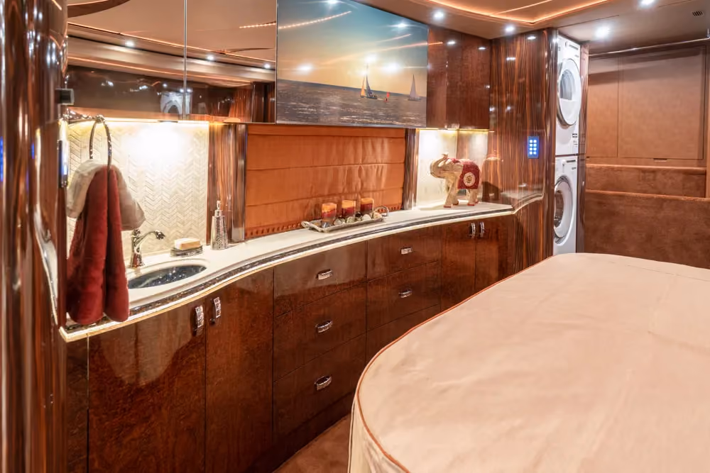 Interior closet and wardrobe in Marathon Coach 1301