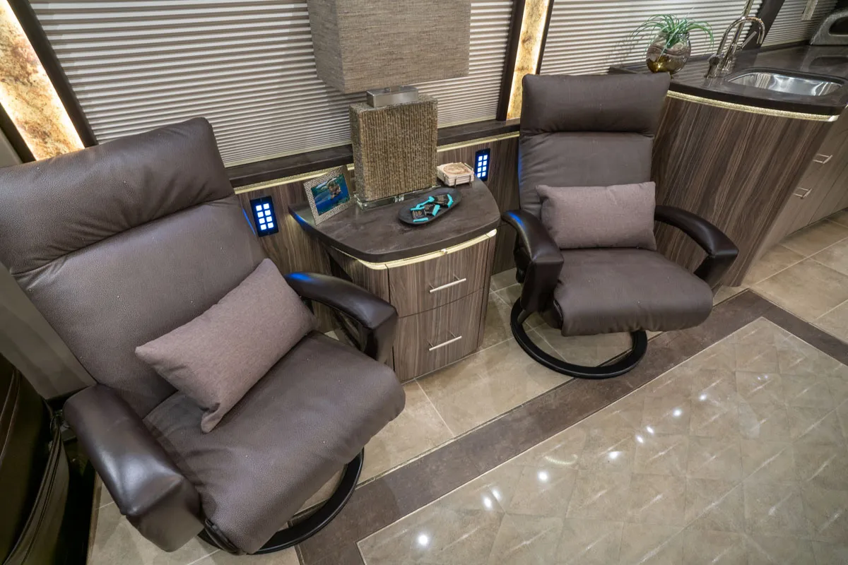 Interior living area of Marathon Coach 1303