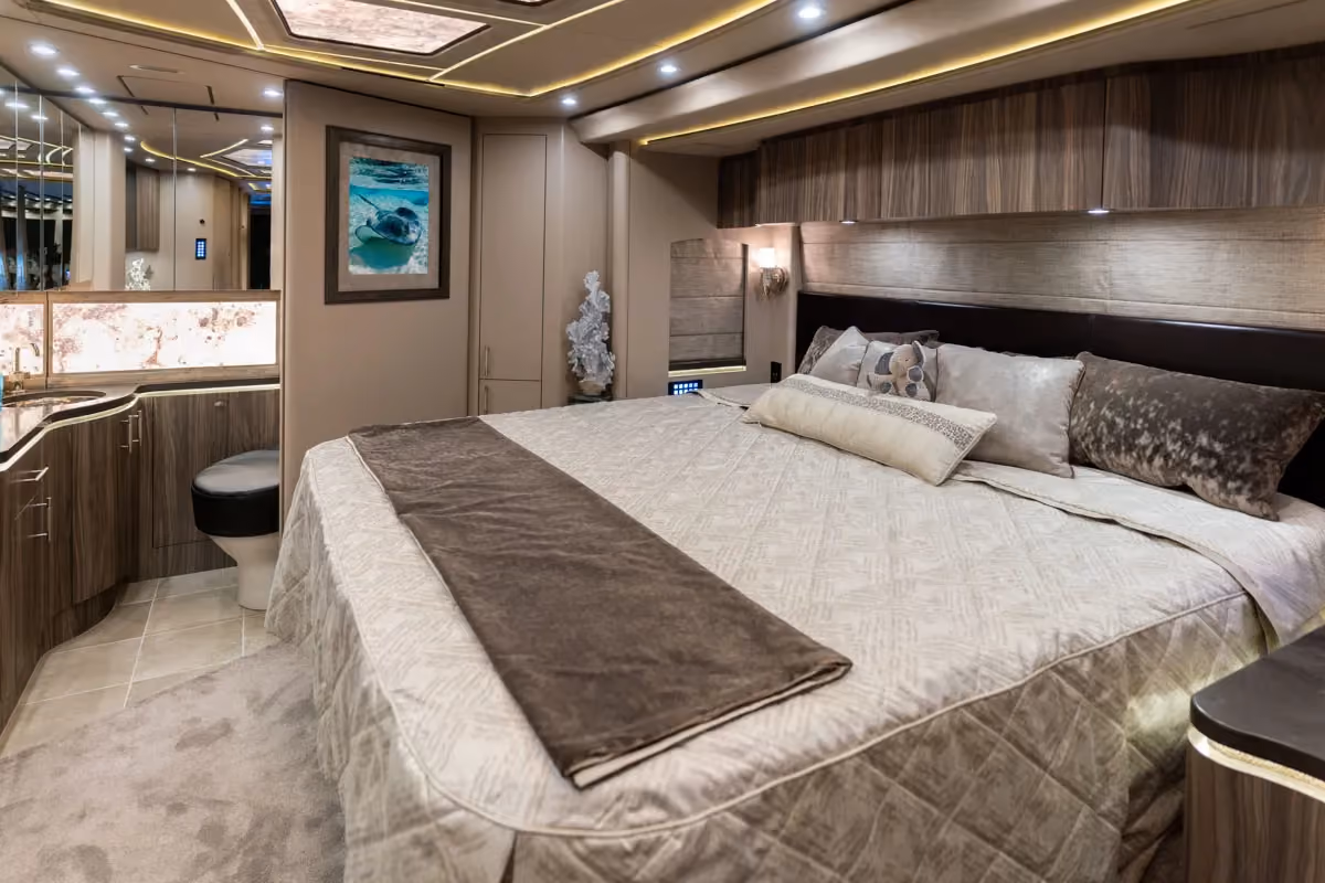 Interior closet and wardrobe in Marathon Coach 1303
