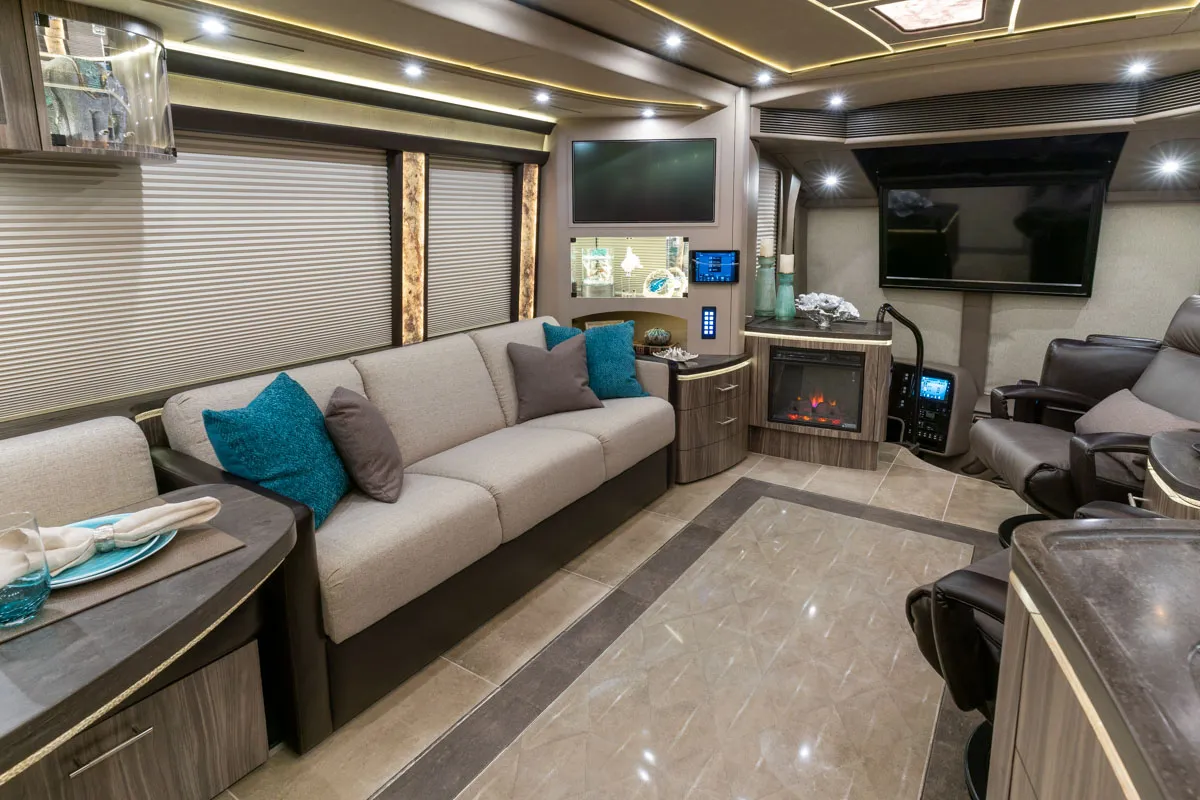 Interior driver area of Marathon Coach 1303