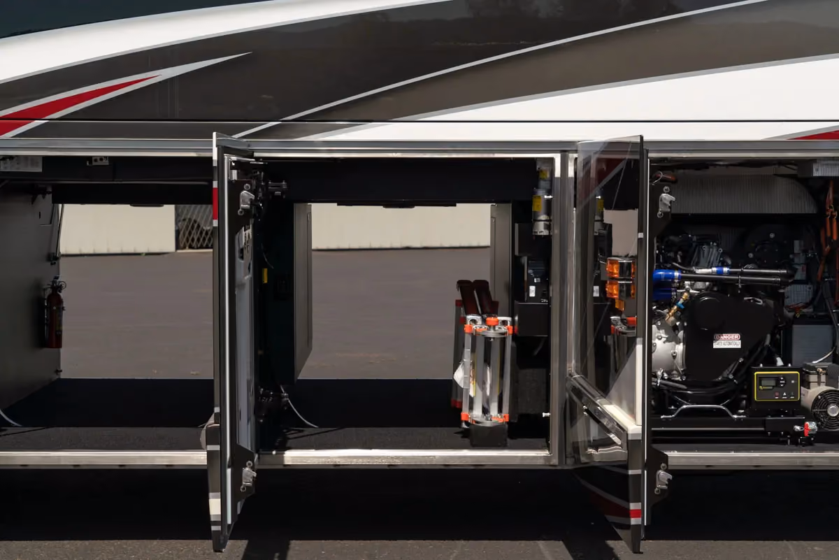 Interior galley surface and fixture detail in Marathon Coach 1303