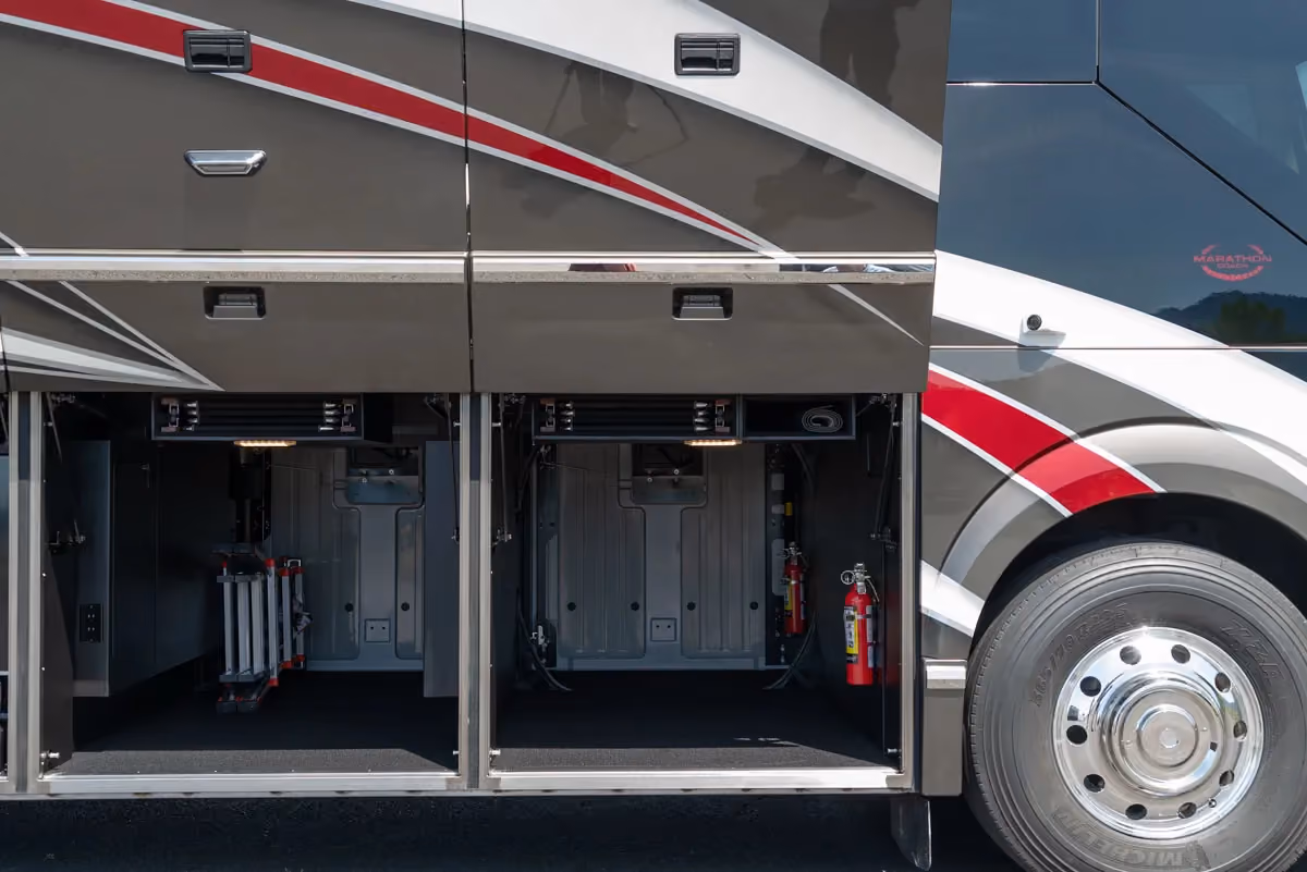 Interior trim and finish close-up in Marathon Coach 1303