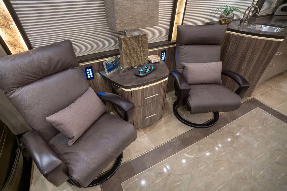 Interior living area of Marathon Coach 1303