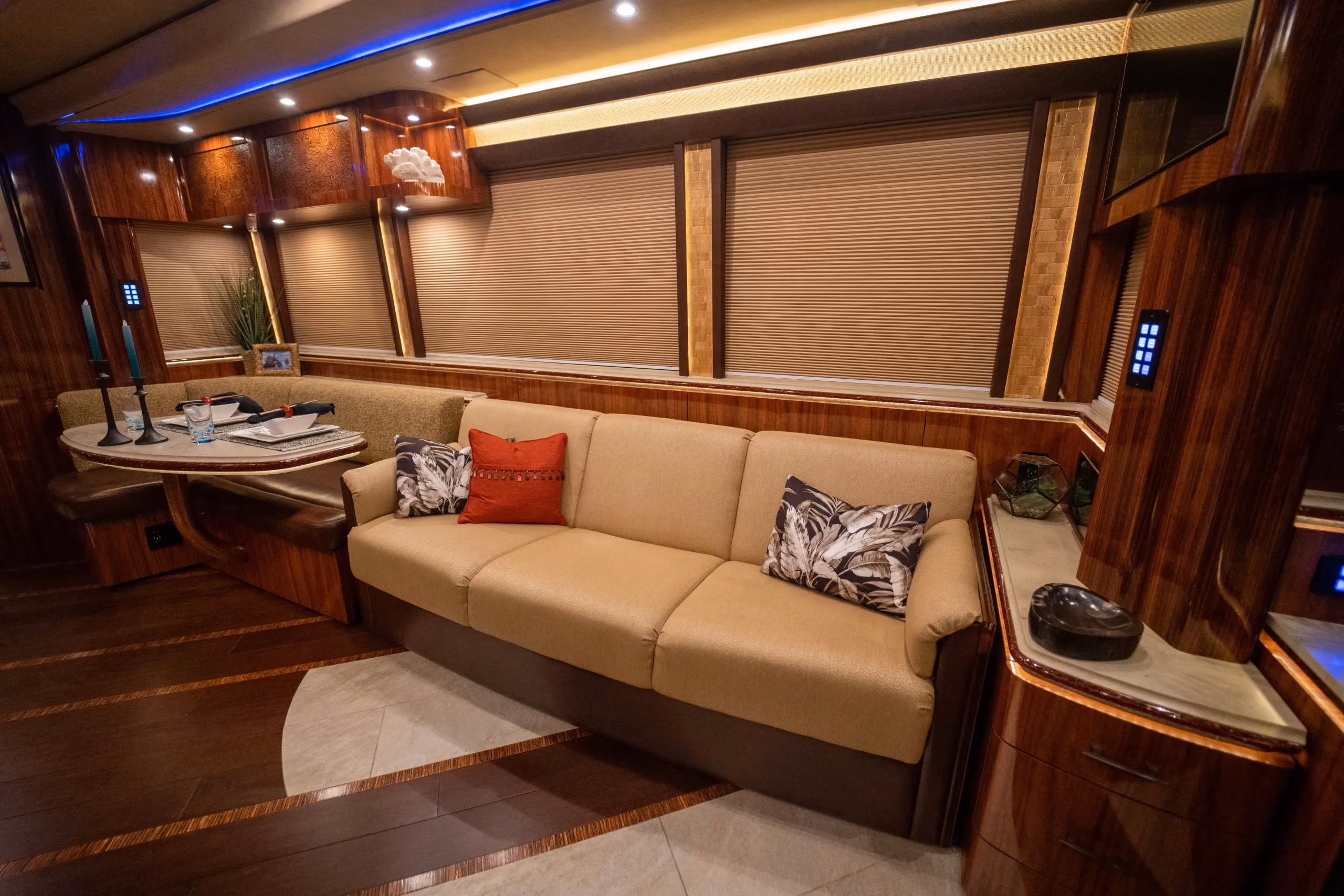 Interior living area of Marathon Coach 1317