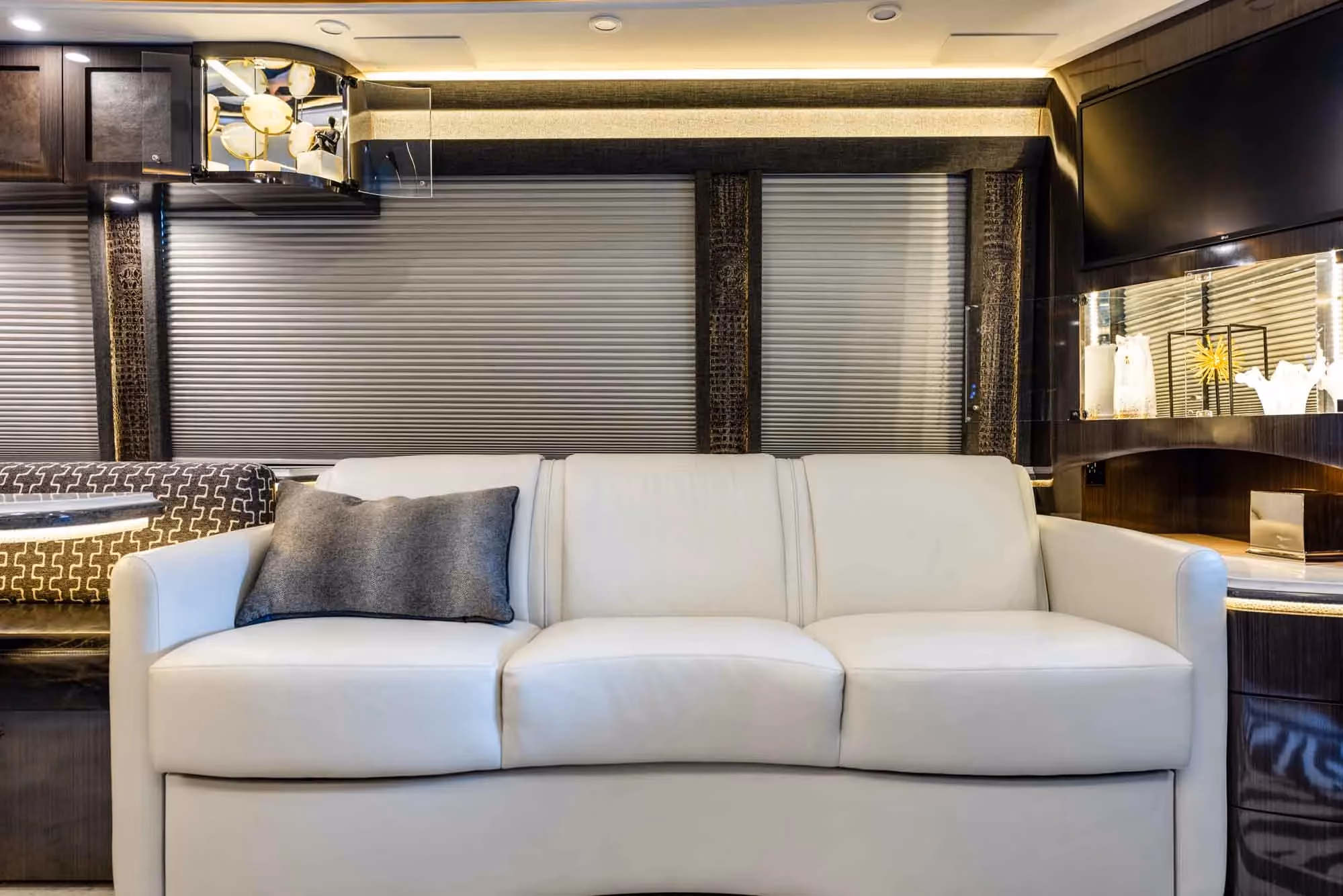 Interior bedroom material close-up in Marathon Coach 1321
