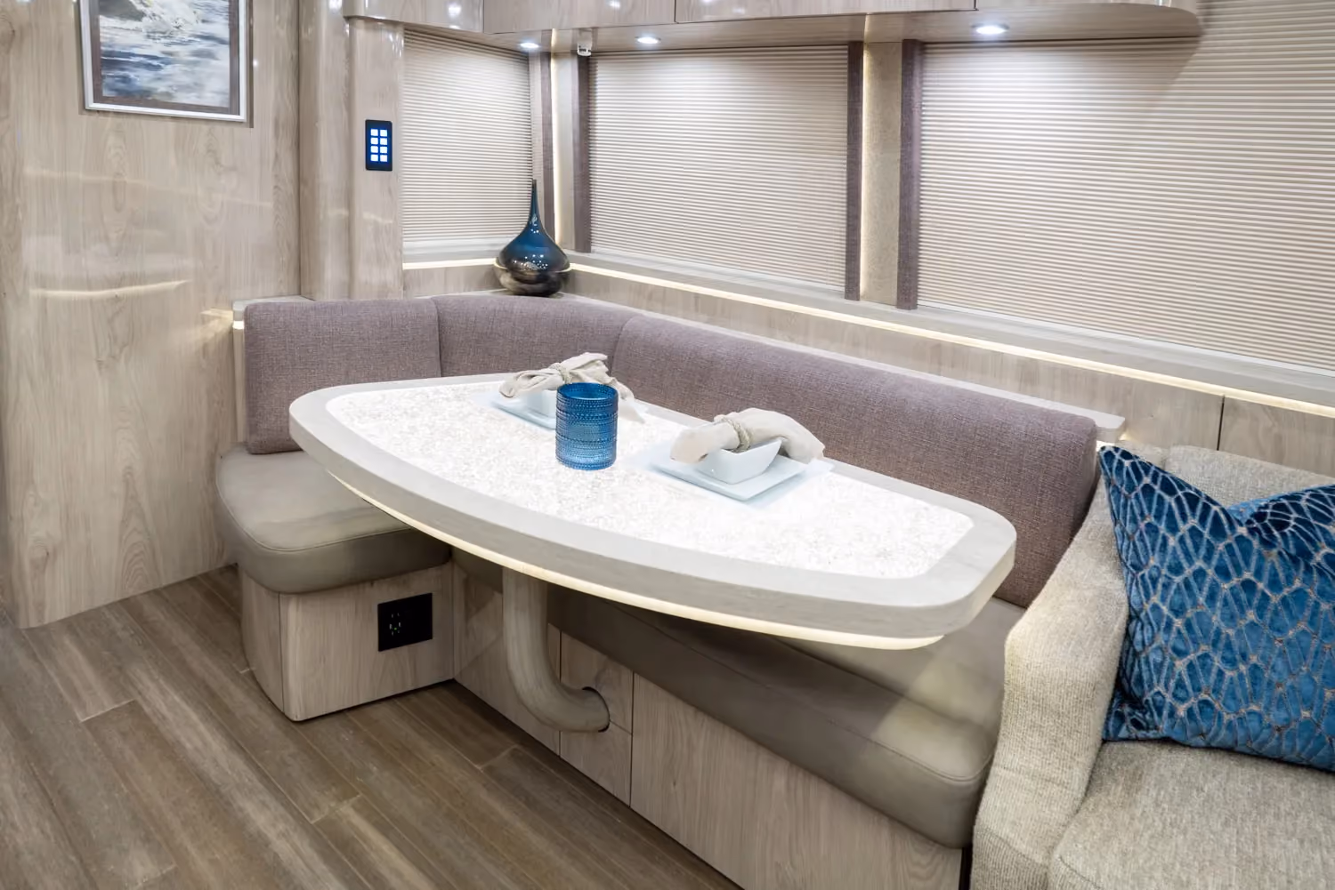 Interior galley kitchen of Marathon Coach 1330