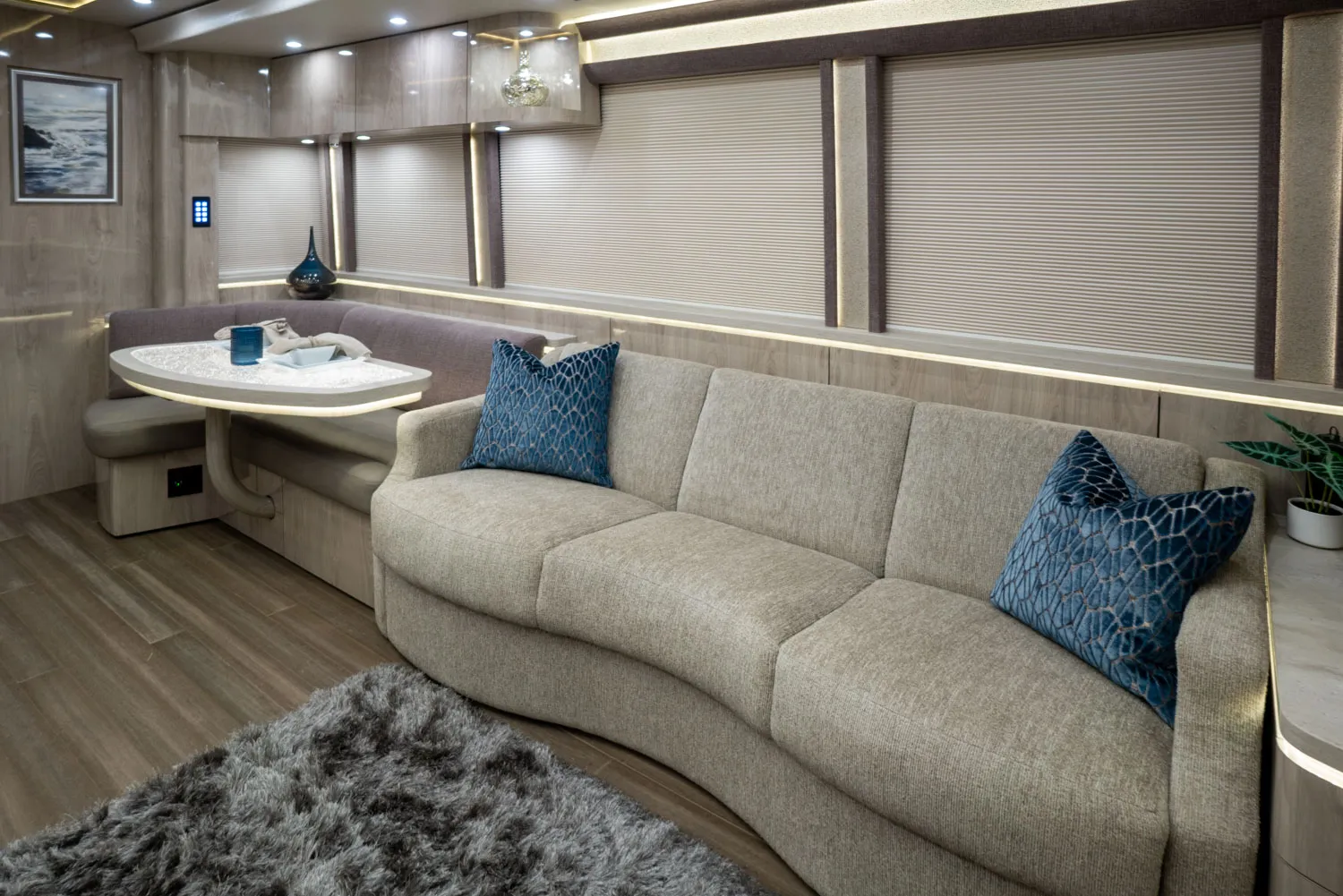 Interior living area of Marathon Coach 1330