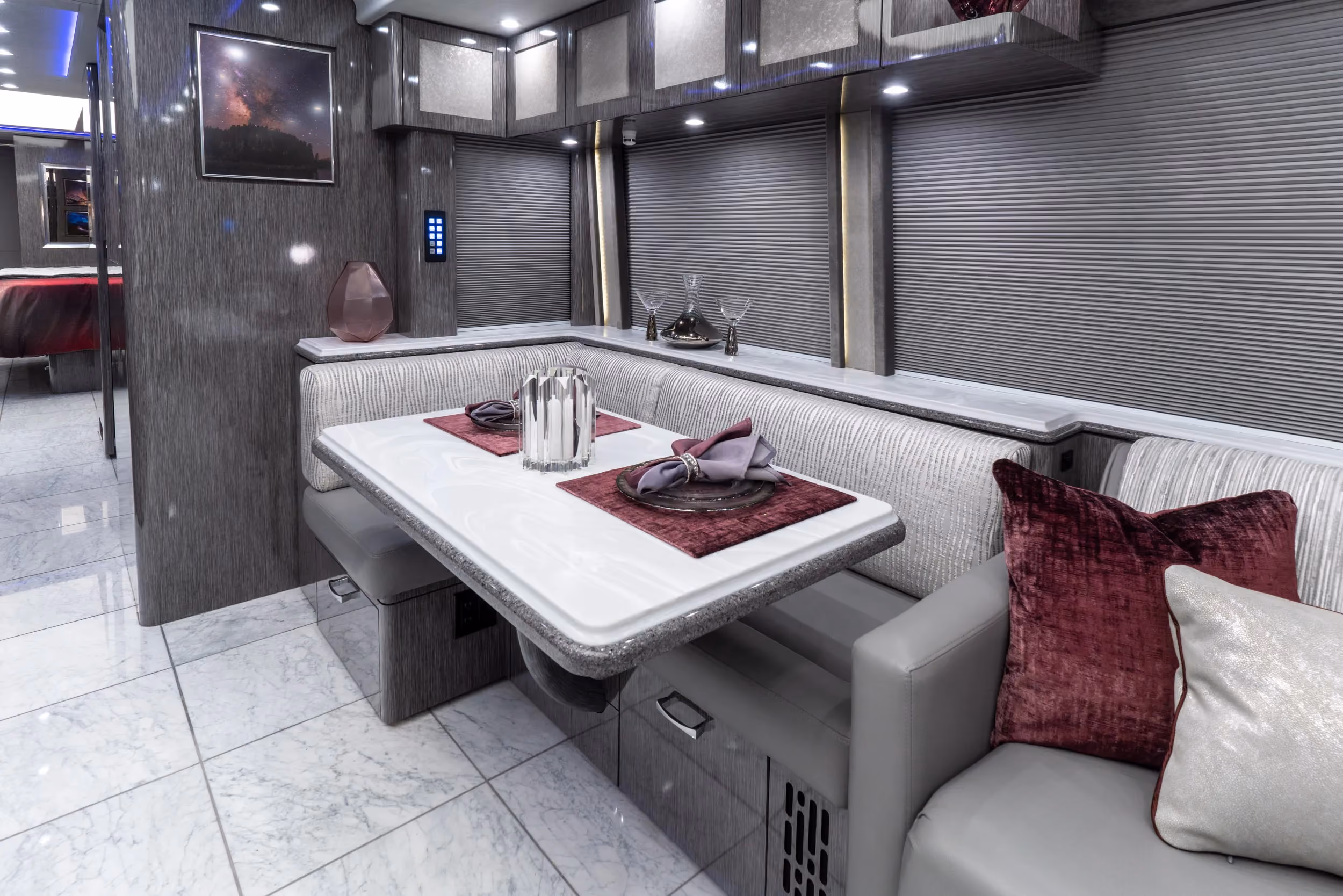 Interior galley kitchen of Marathon Coach 1328