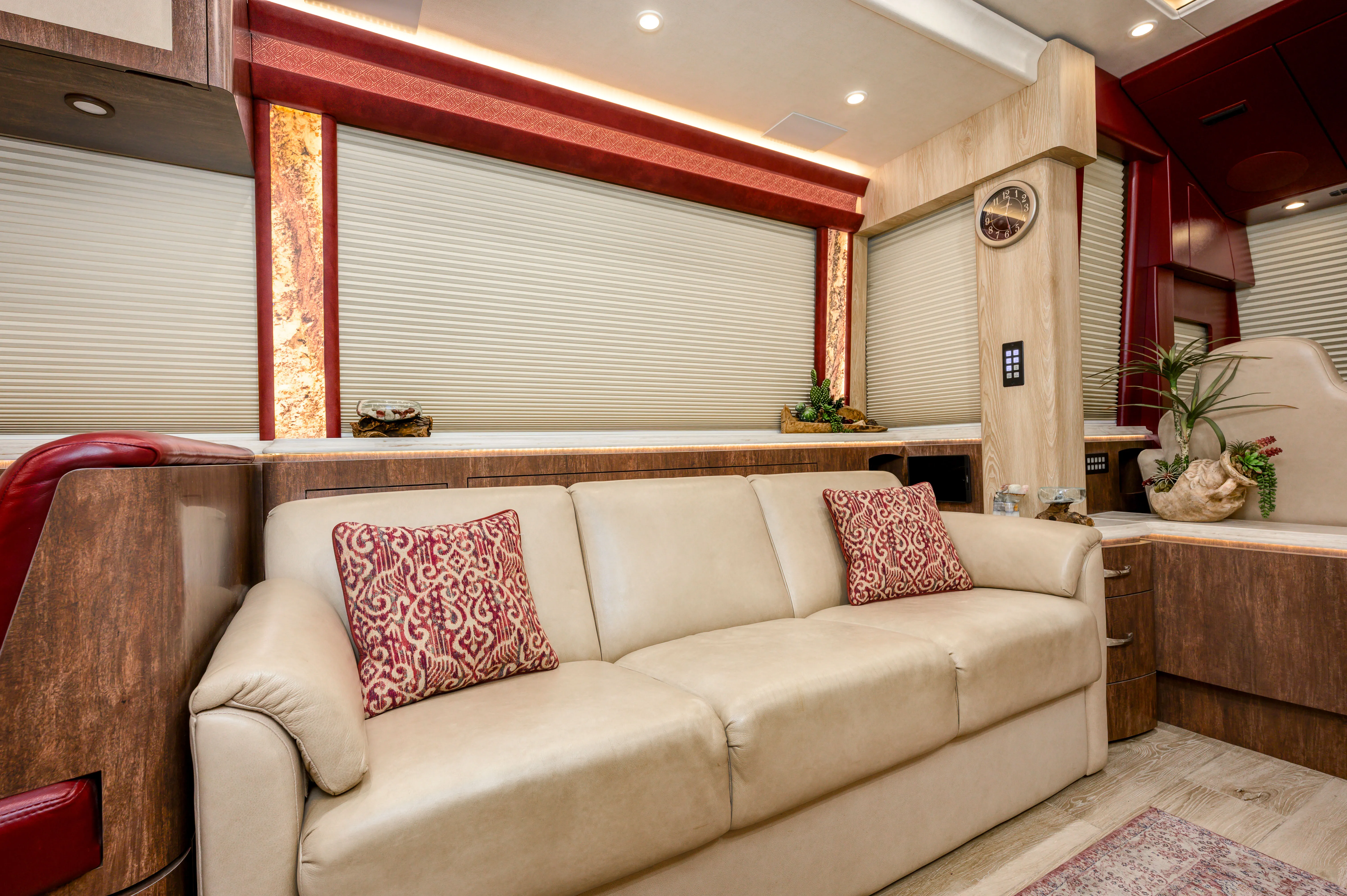 Interior galley countertop and cabinetry in Marathon Coach 1334