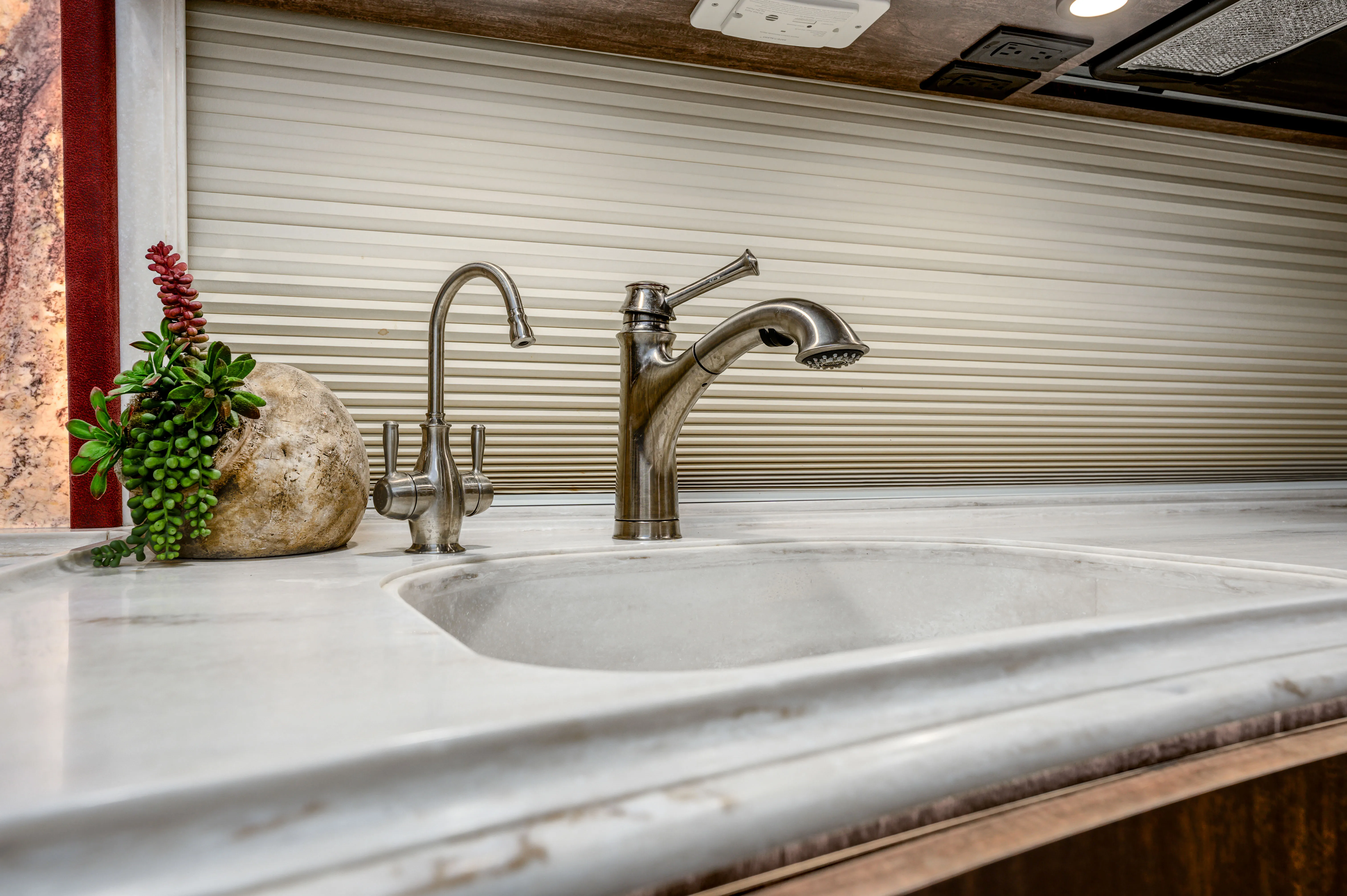 Interior bathroom vanity of Marathon Coach 1334