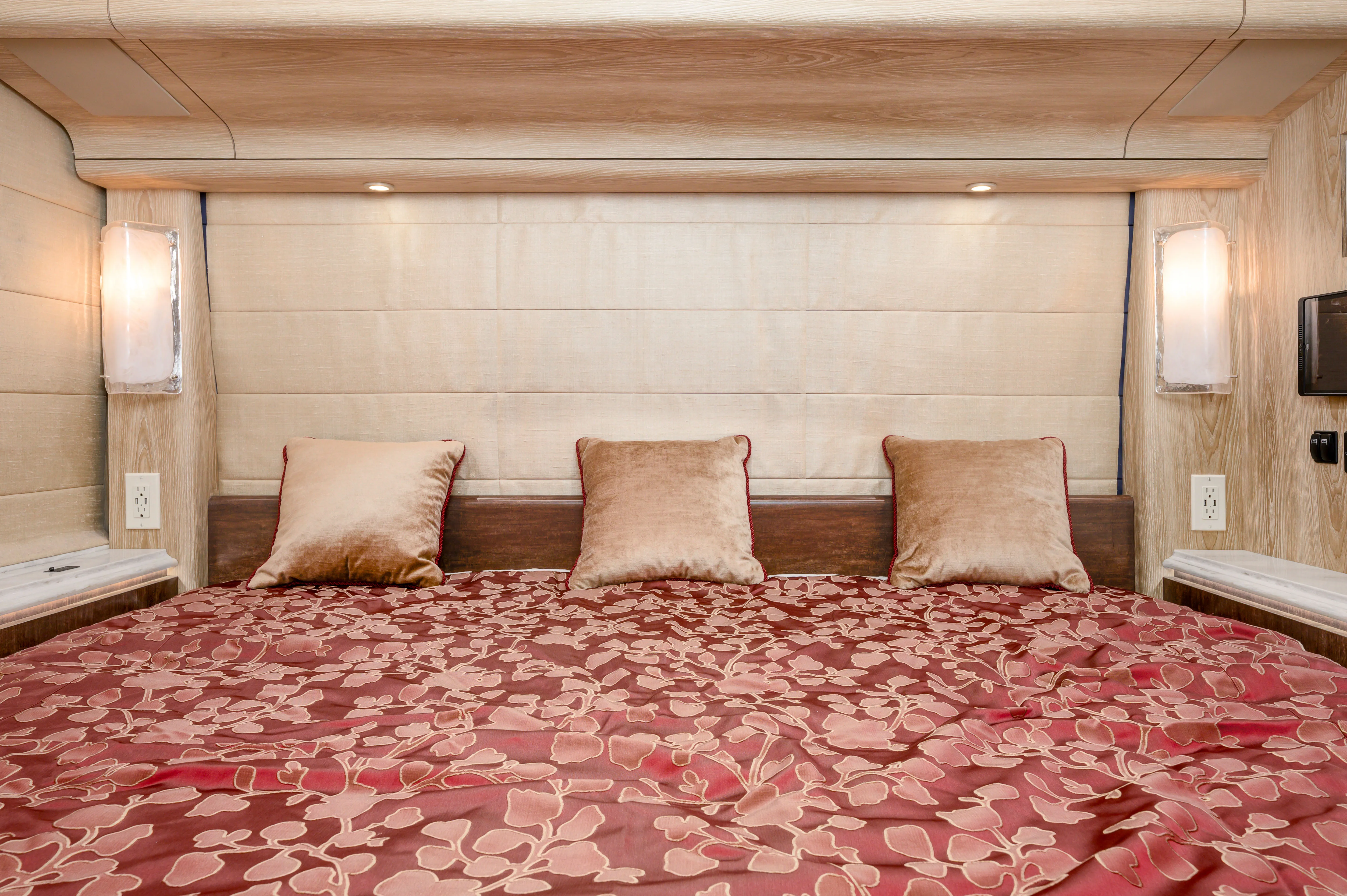 Interior storage area with Joey beds in underbelly of Marathon Coach 1334