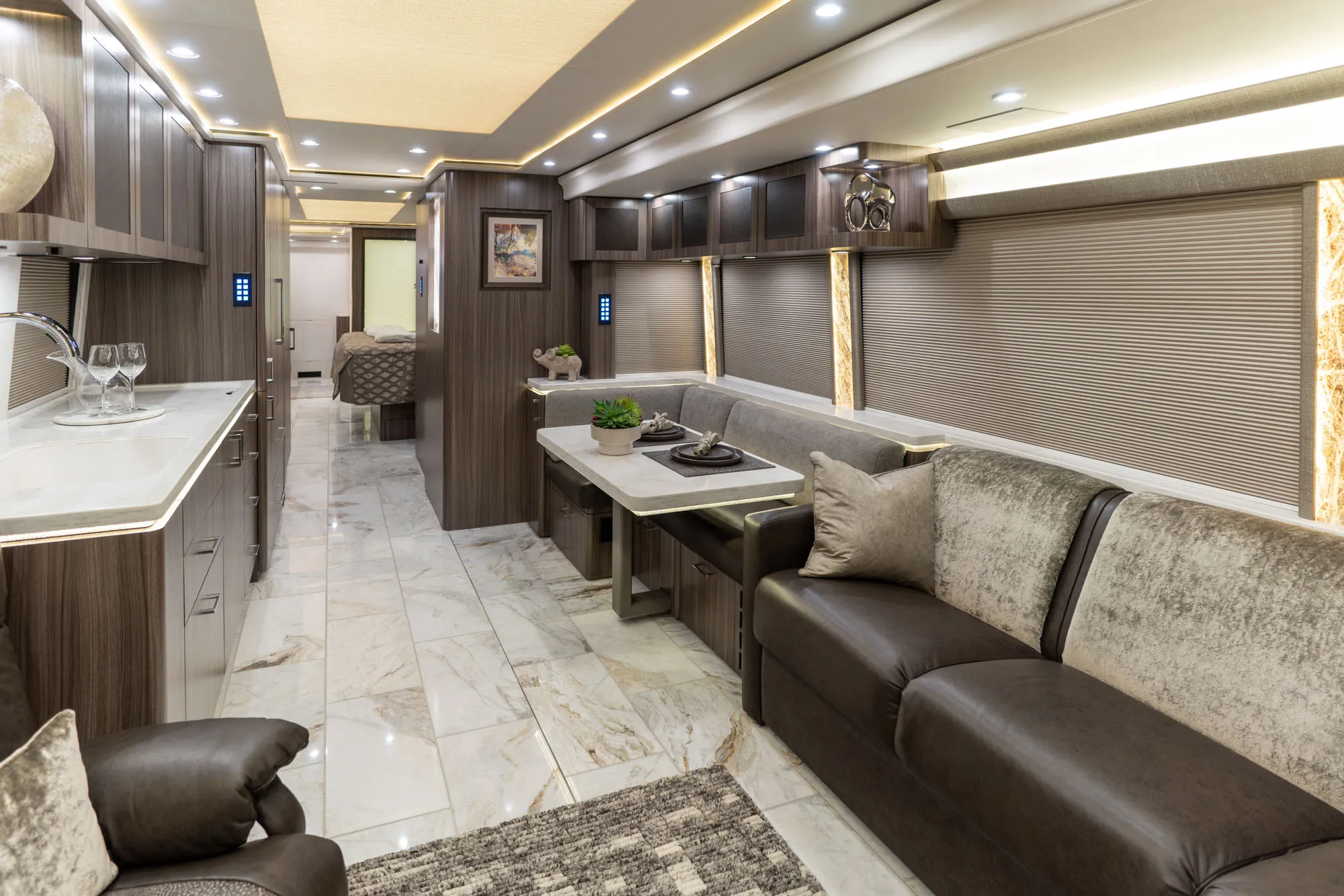 Interior living area of Marathon Coach 1345