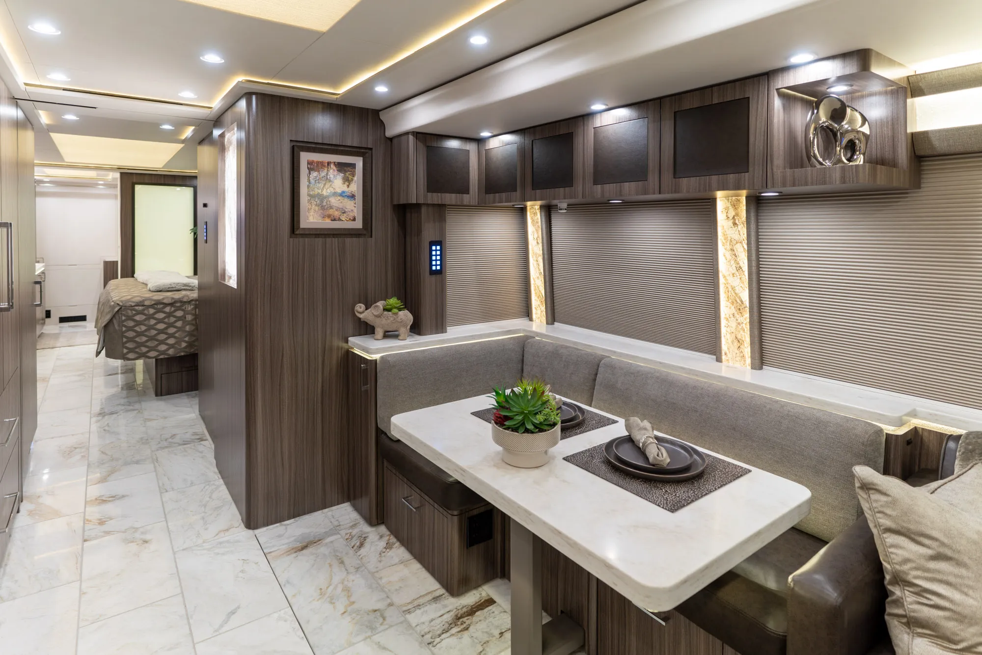 Interior galley kitchen of Marathon Coach 1345