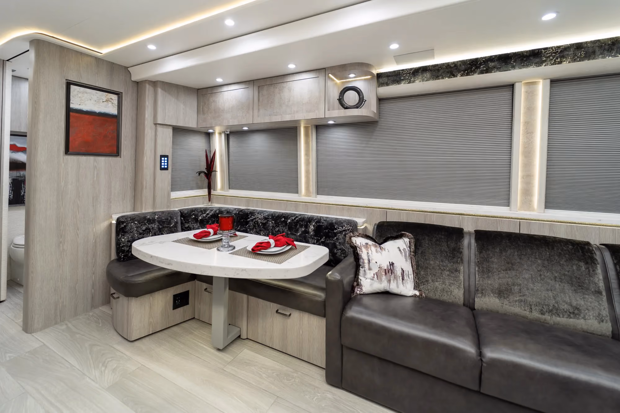 Interior galley kitchen of Marathon Coach 1346