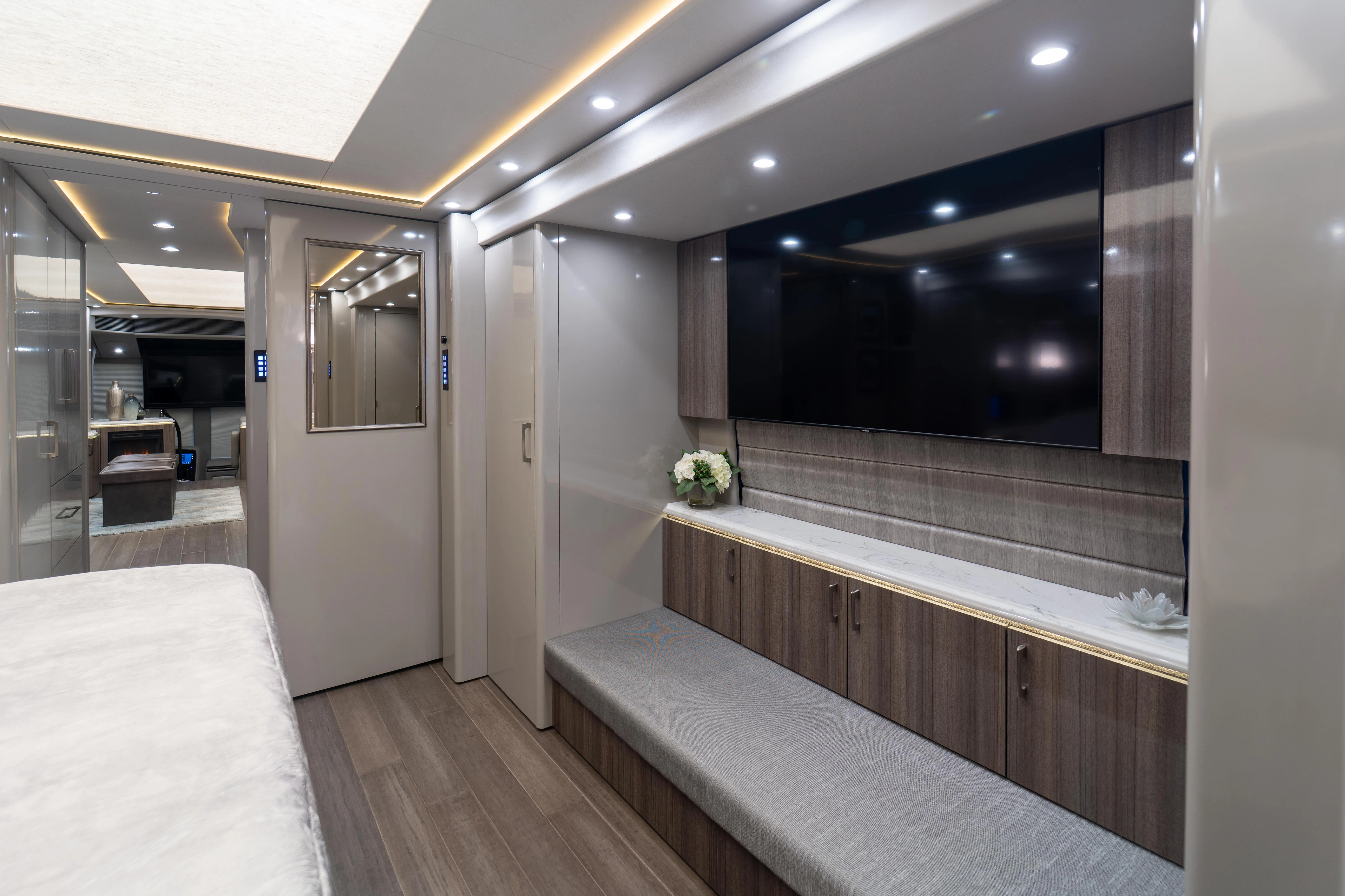 Interior cockpit of Marathon Coach 1341 with TechLink electrical system