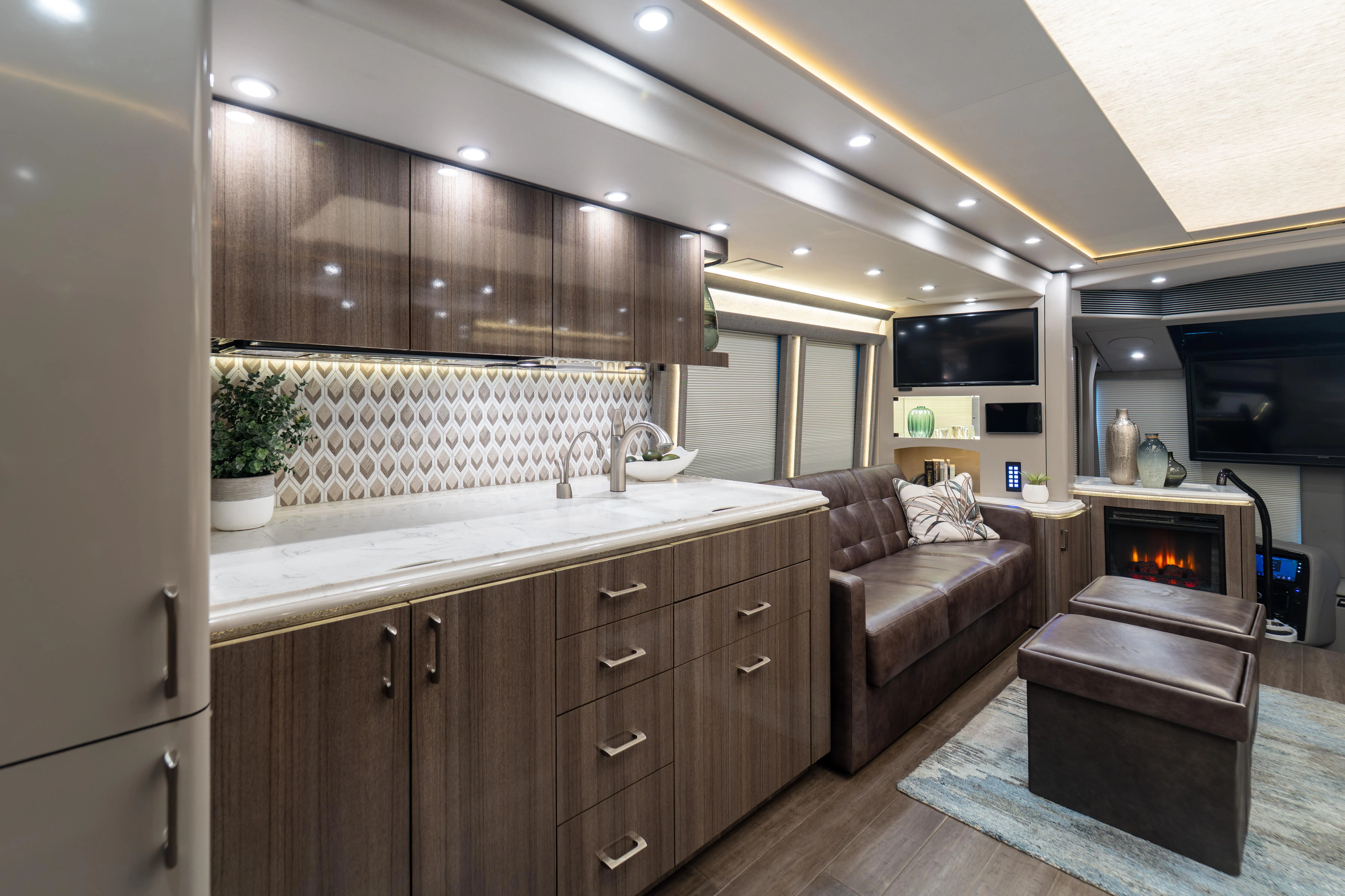 Exterior side view of 2022 Marathon Coach 1341 on Prevost H3-45 chassis