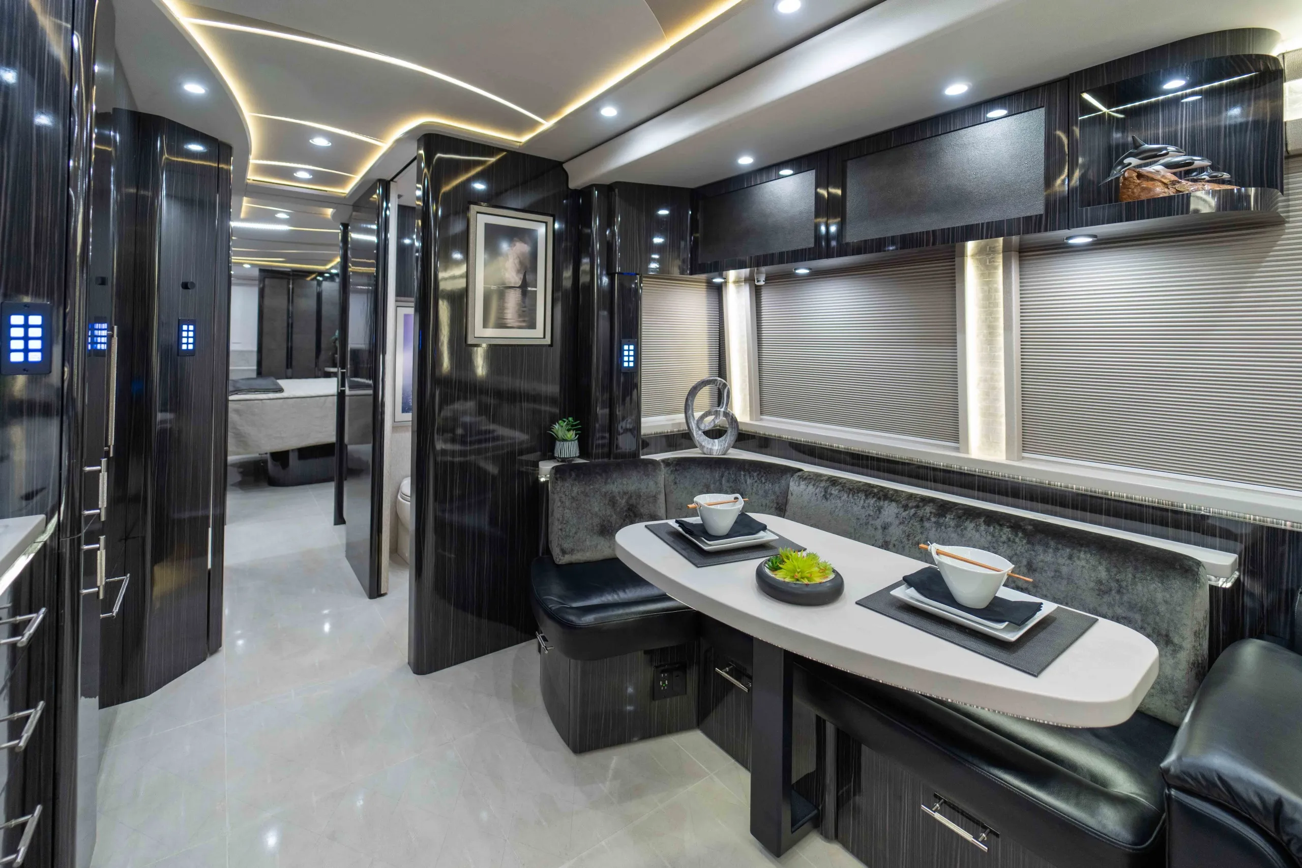 Interior galley kitchen of Marathon Coach 1349