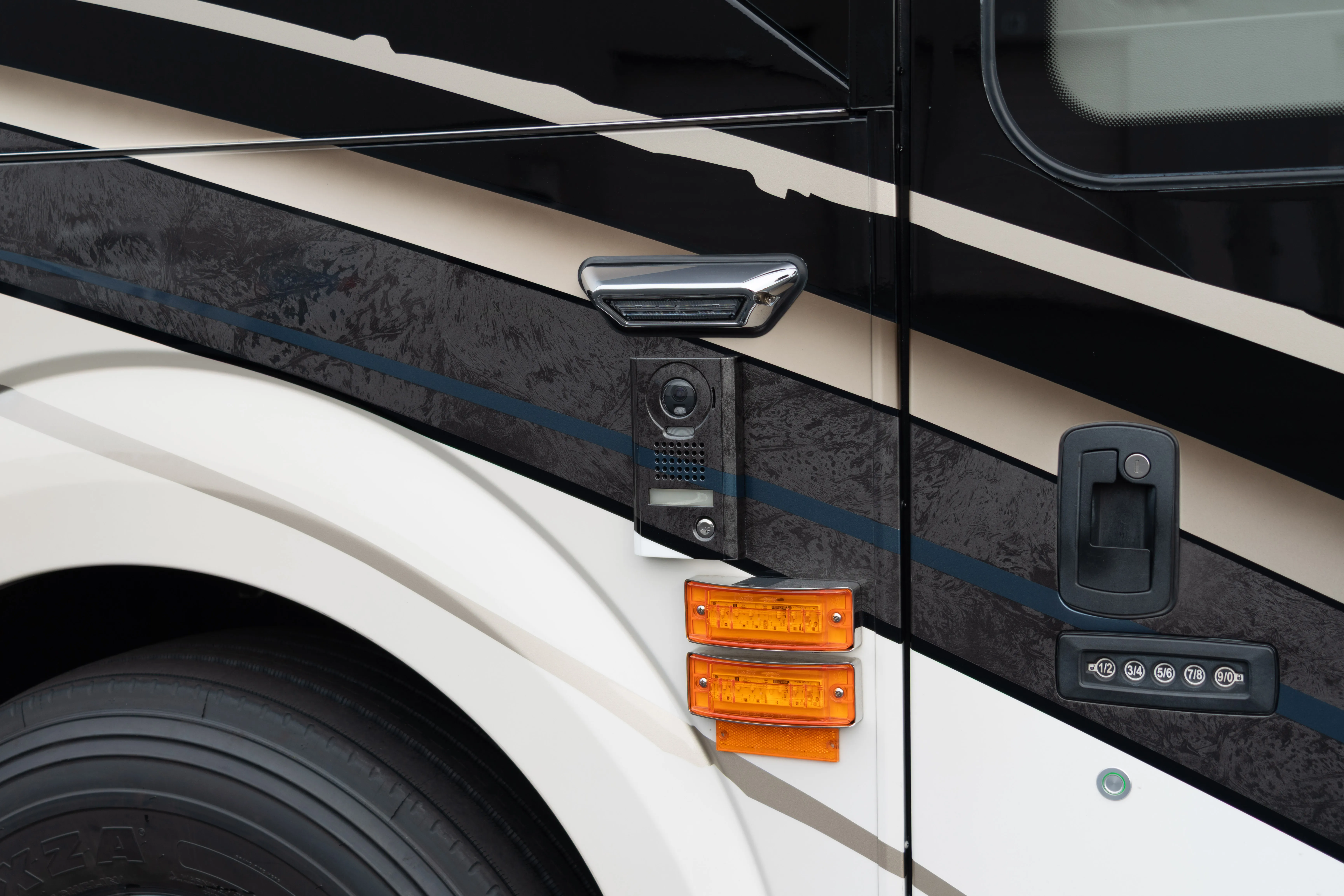 Interior cabinet and finish detail in Marathon Coach 1341