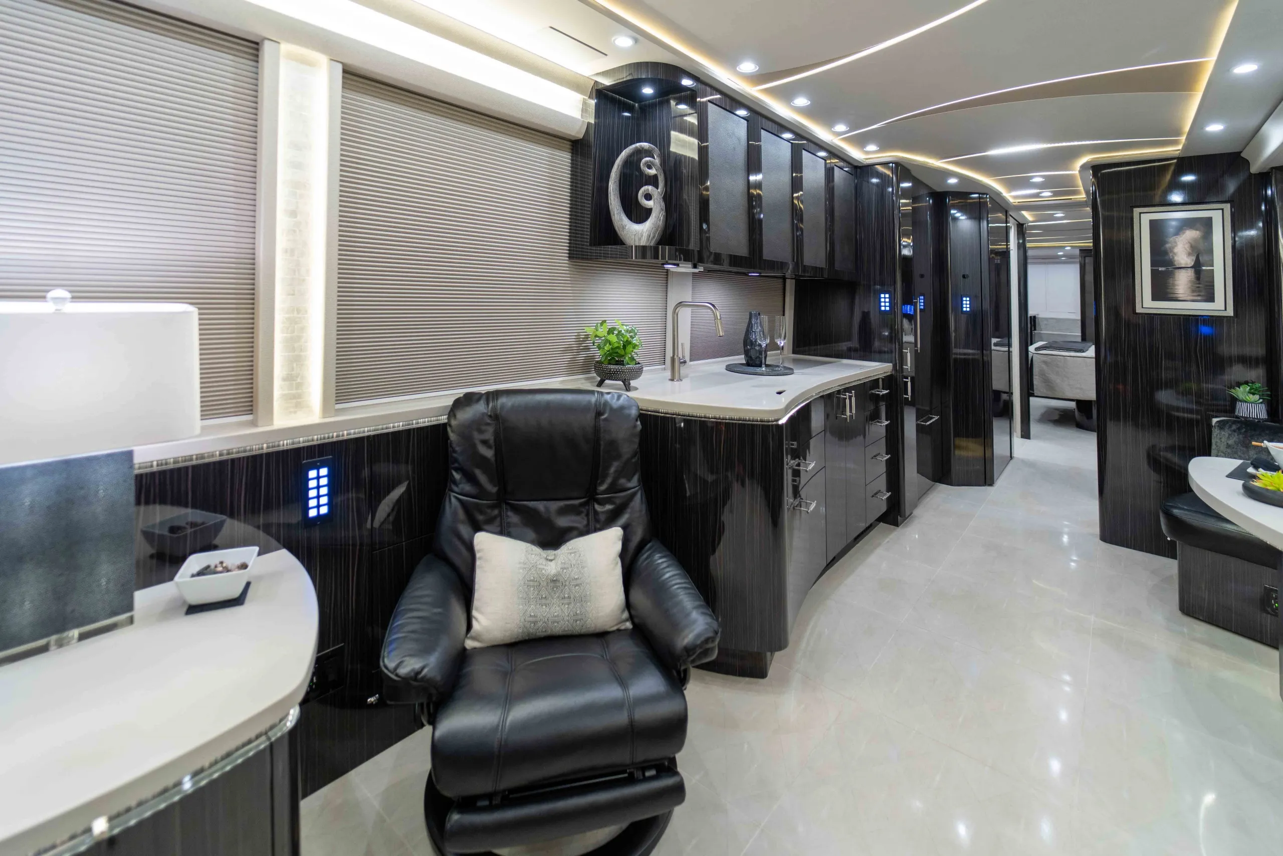 Interior living area of Marathon Coach 1349 with double-slide layout