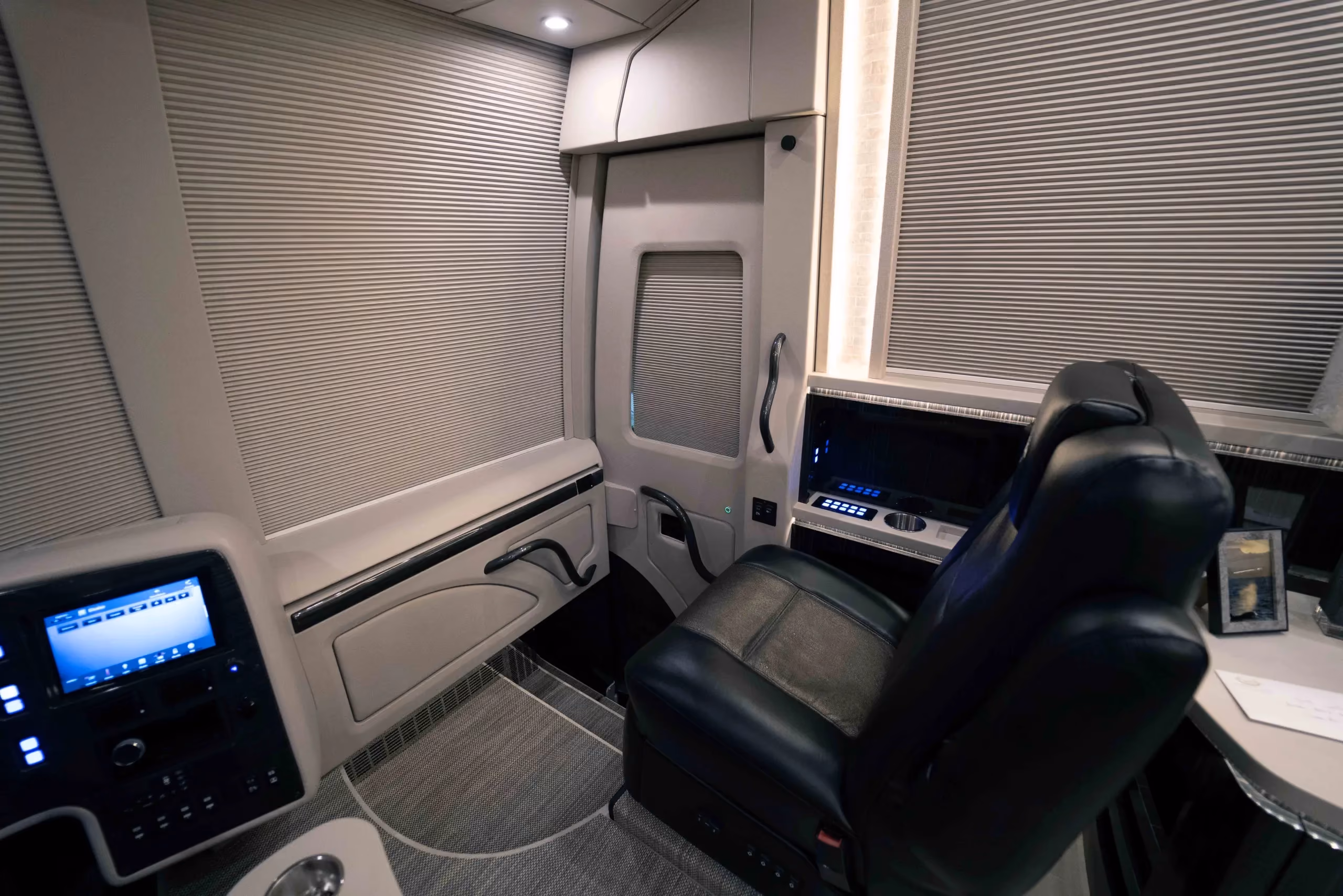 Interior material and upholstery detail in Marathon Coach 1349