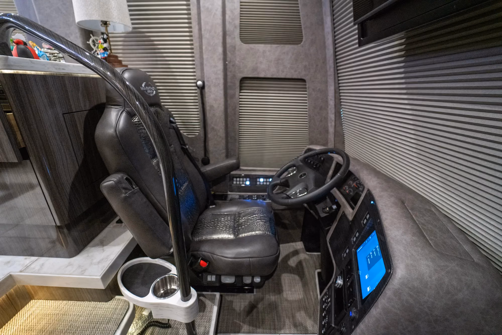 Interior galley surface and fixture detail in Marathon Coach 1351