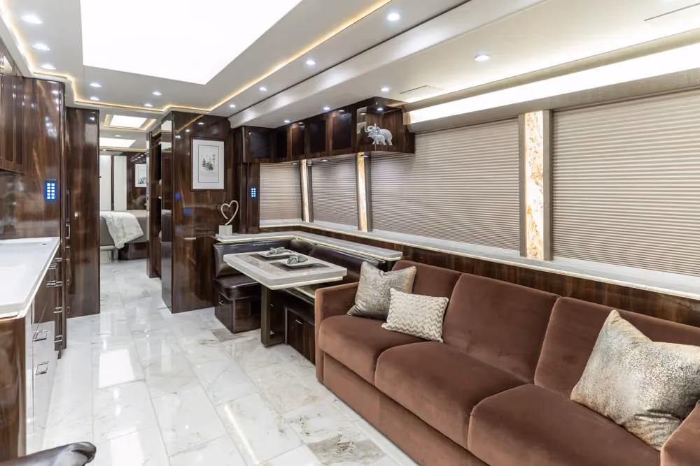 Interior overview of Marathon Coach 1353