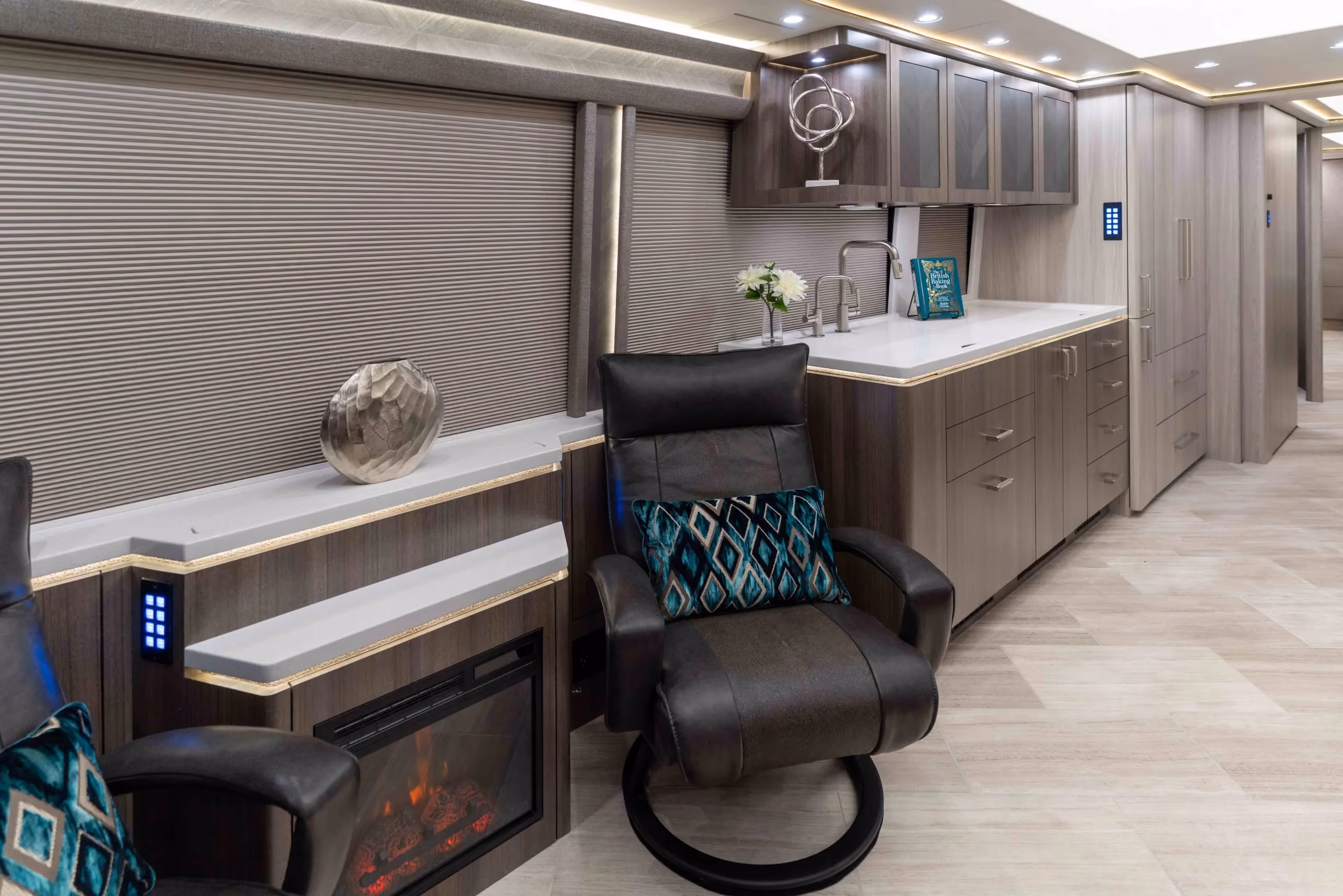 Interior living area of Marathon Coach 1352 with double-slide layout