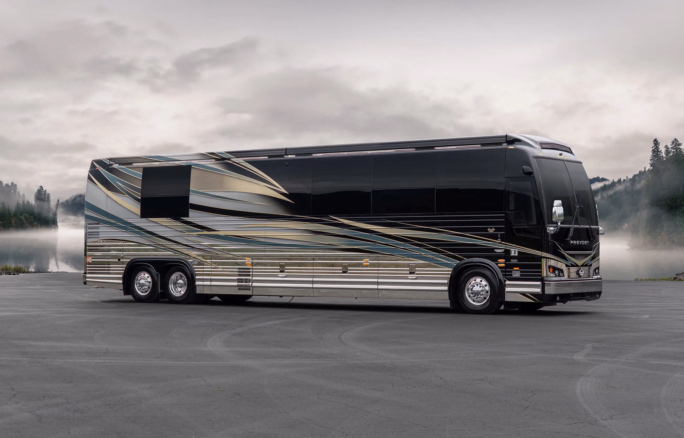 Exterior of luxury 2026 Marathon Coach #1421 built on a Prevost H3-45 chassis