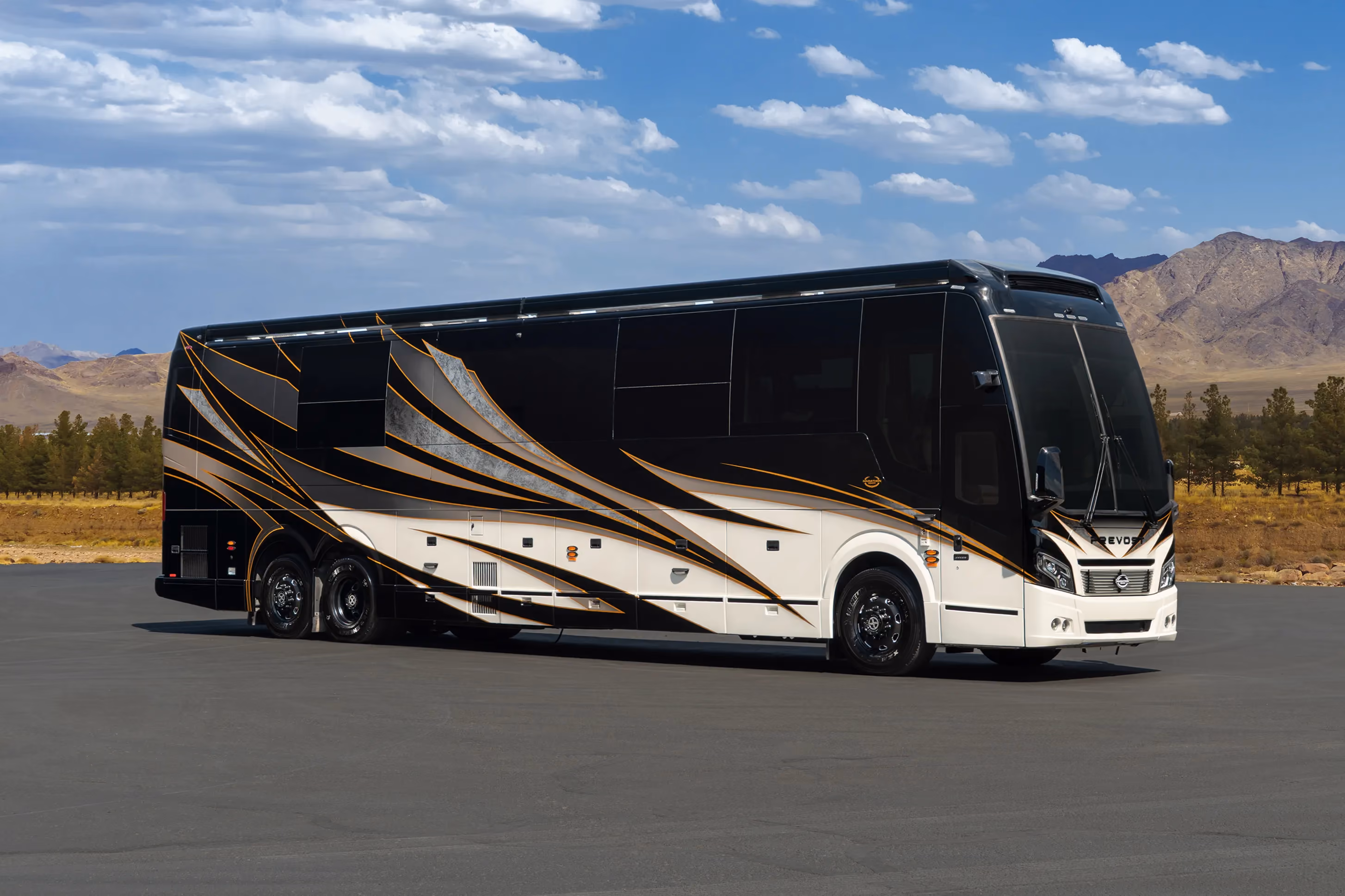 Exterior of 2026 luxury Marathon Coach #1422 built on a Prevost H3-45 chassis