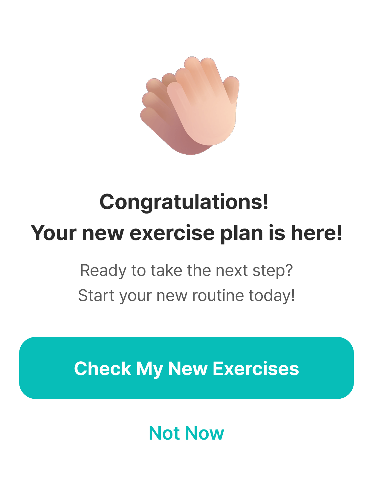 EverEx new exercise plan milestone prompt