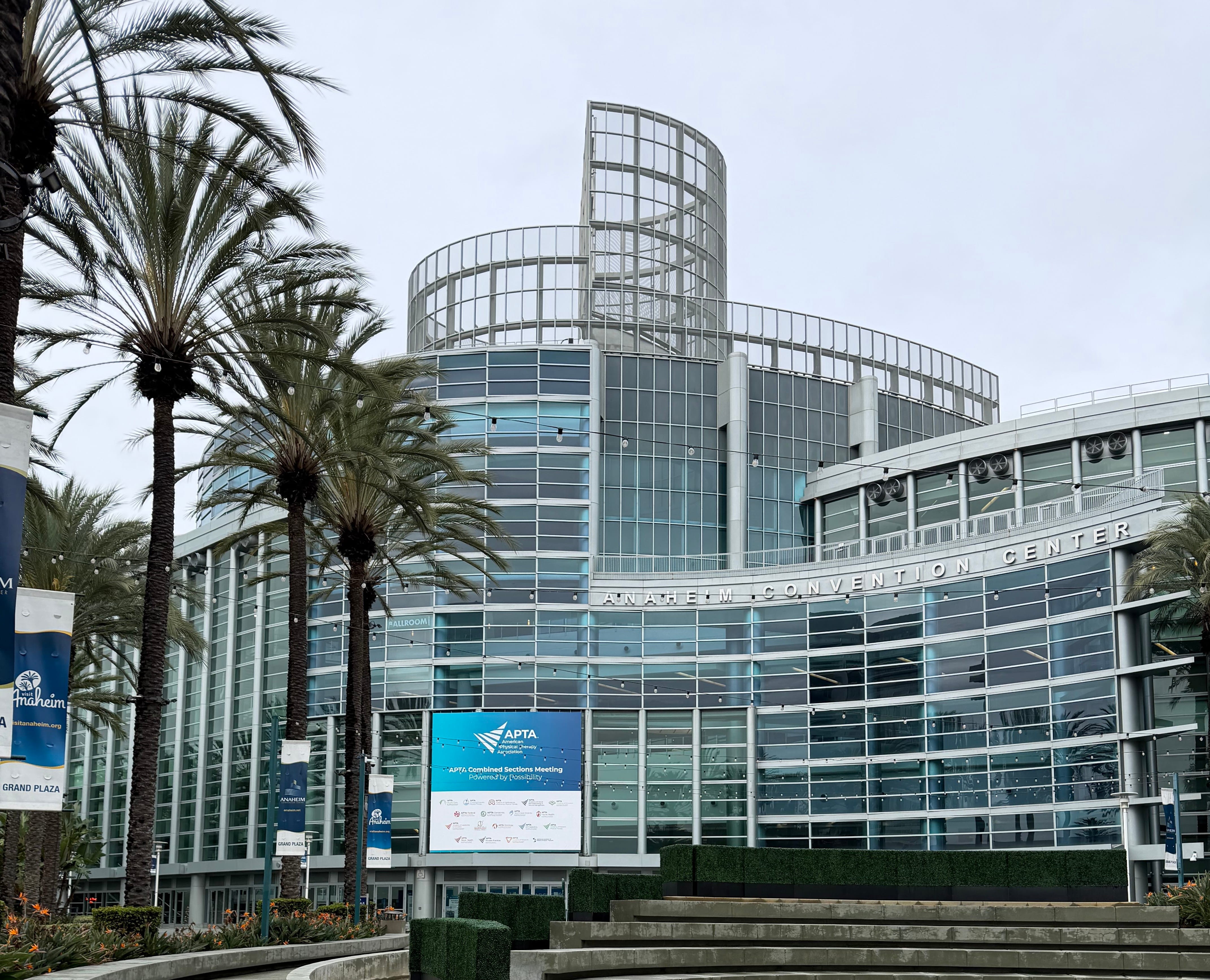Anaheim Convention Center exterior in Anaheim, California, host venue for APTA CSM 2026.