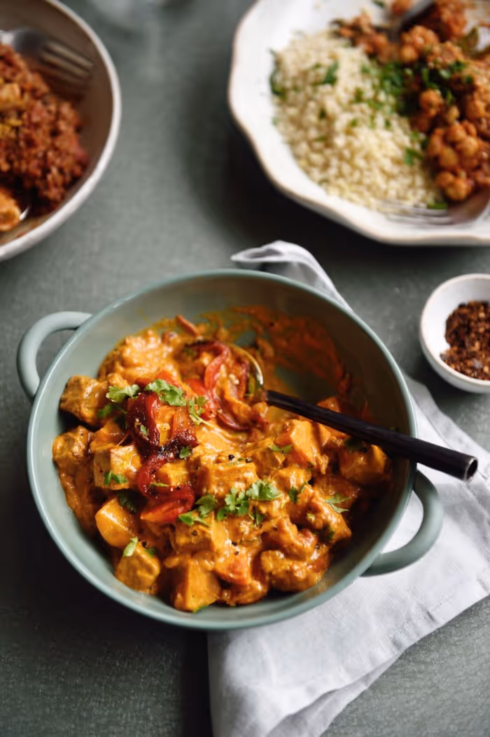 An image showing a selection of 3 plant-based menu offerings at Faba