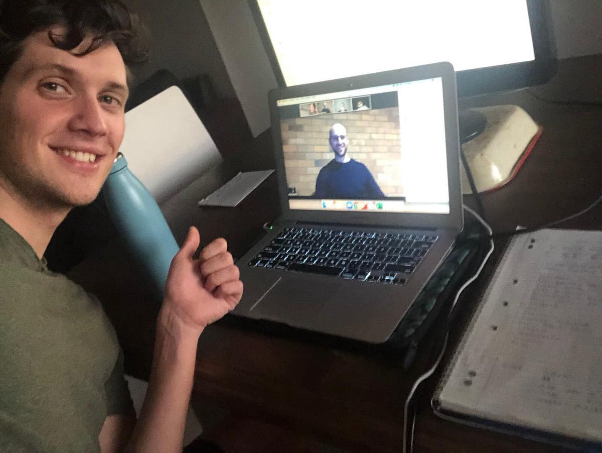 Michael Wendland, co-founder of Intalayer in a zoom call with a colleague 