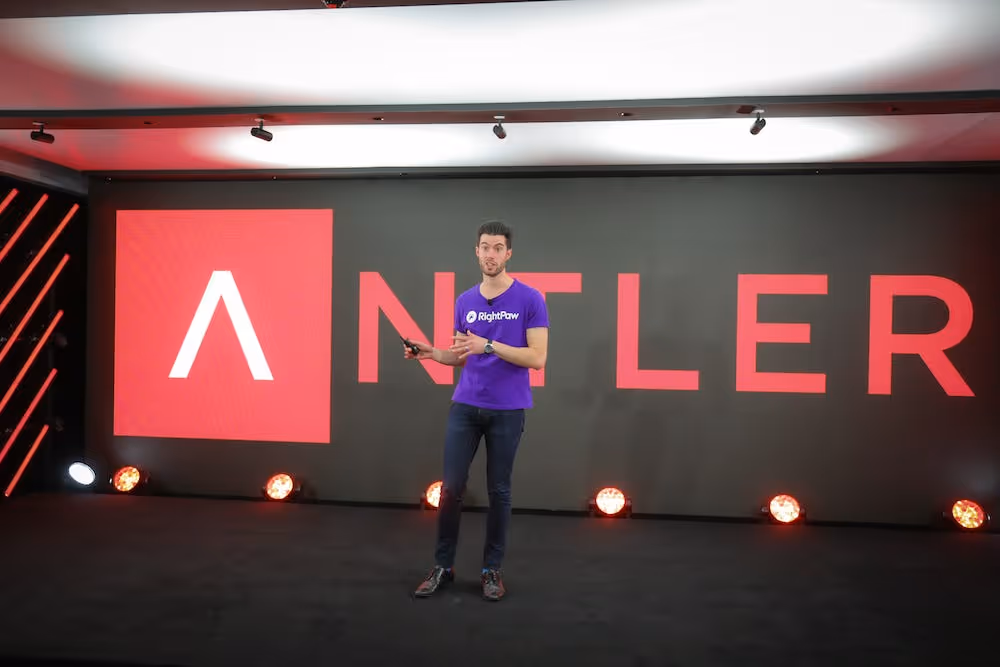 An image of Nathan Olivieri, co-founder of RightPaw, presenting at the first Digital Antler Demo Day 