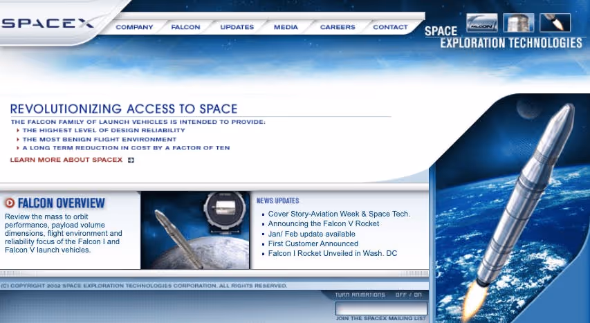 SpaceX Website 2004