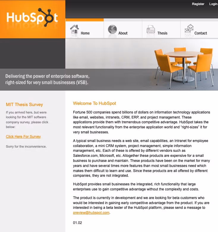 Hubspot Website 2006