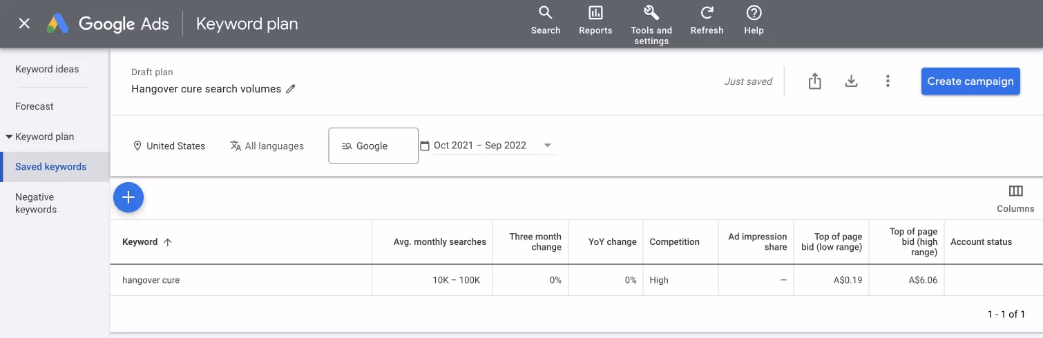 Keyword Planner Tool Demonstration