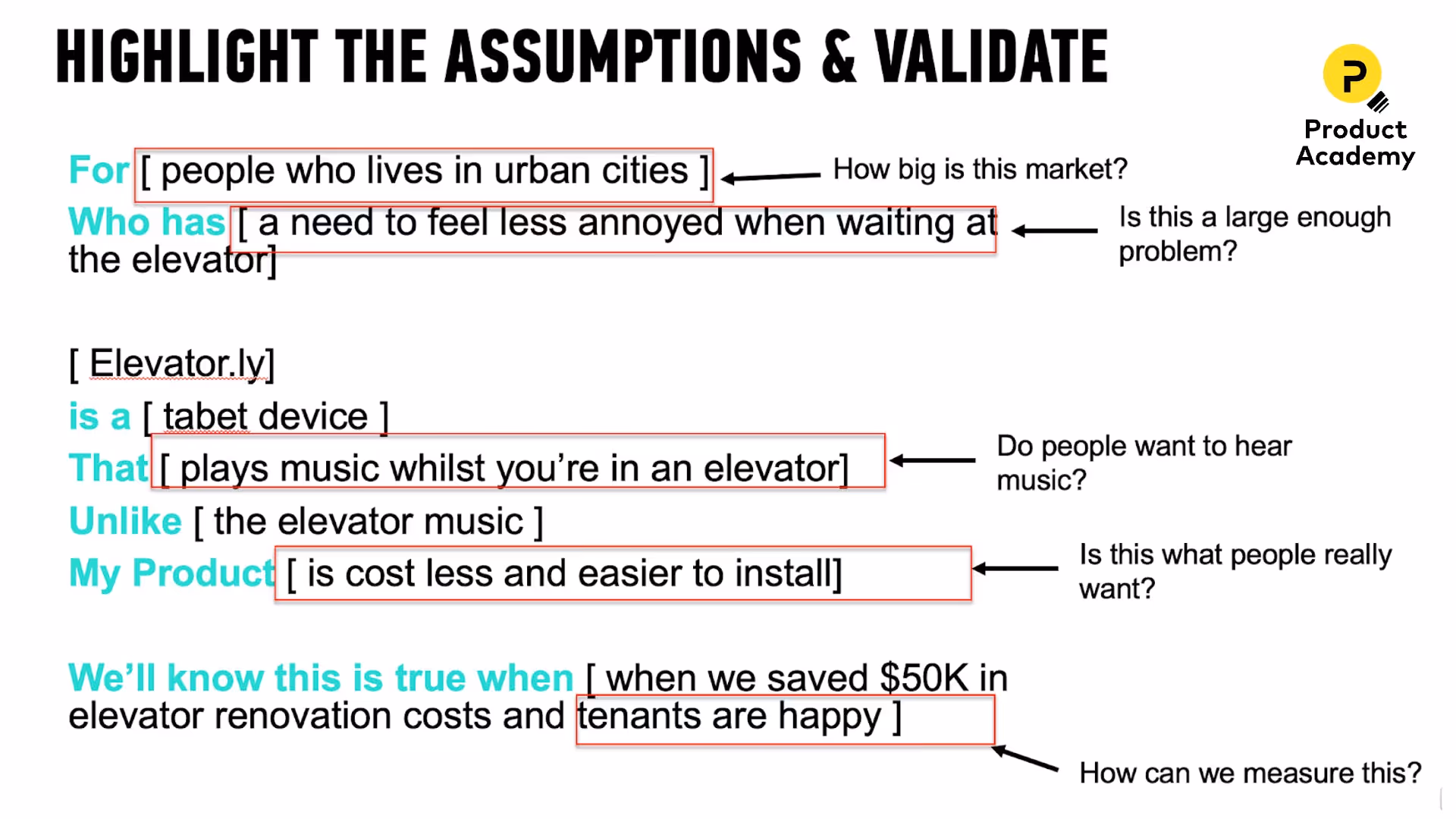 Elevator Pitch Formula to support customer problem identification 